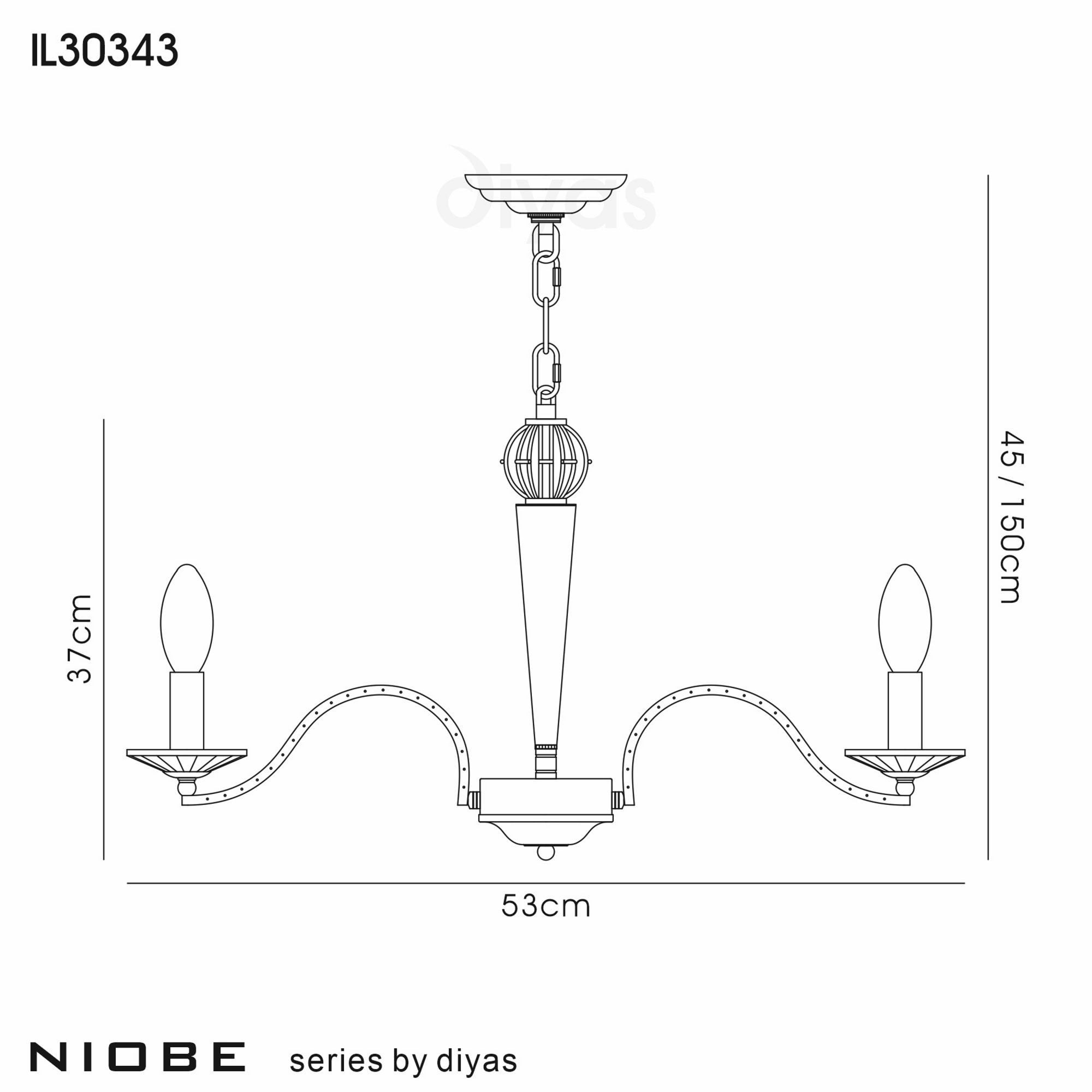 Diyas IL30343 Niobe Pendant 3 Light Polished Chrome/Crystal