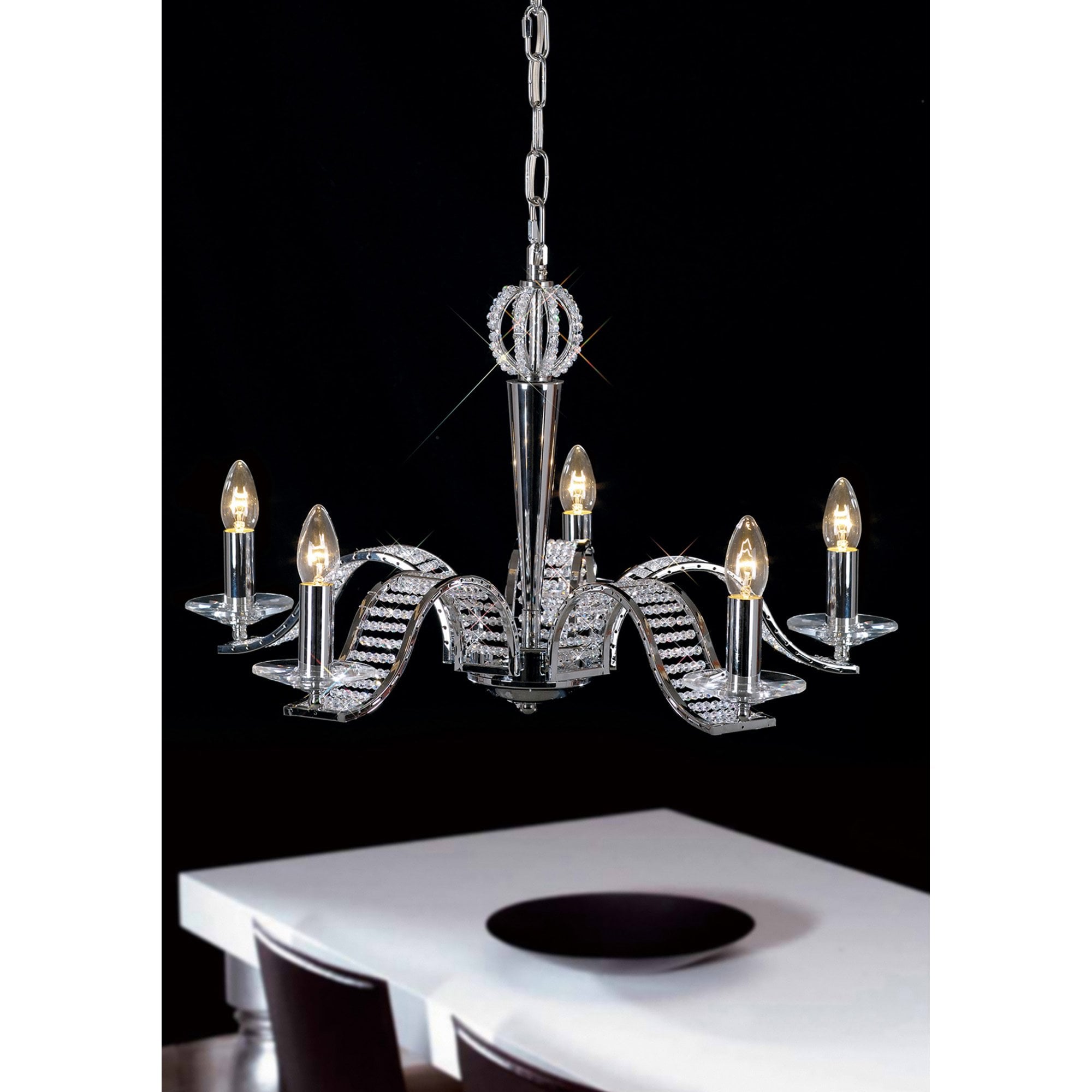 Diyas IL30345 Niobe Pendant 5 Light Polished Chrome/Crystal