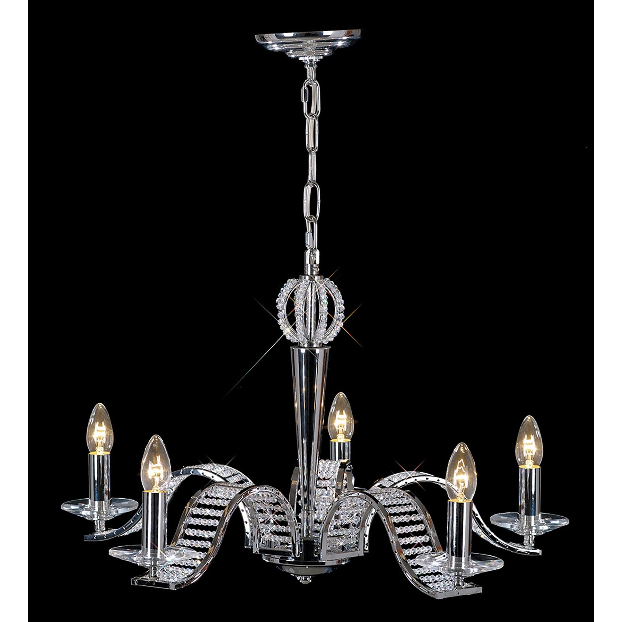Diyas IL30345 Niobe Pendant 5 Light Polished Chrome/Crystal