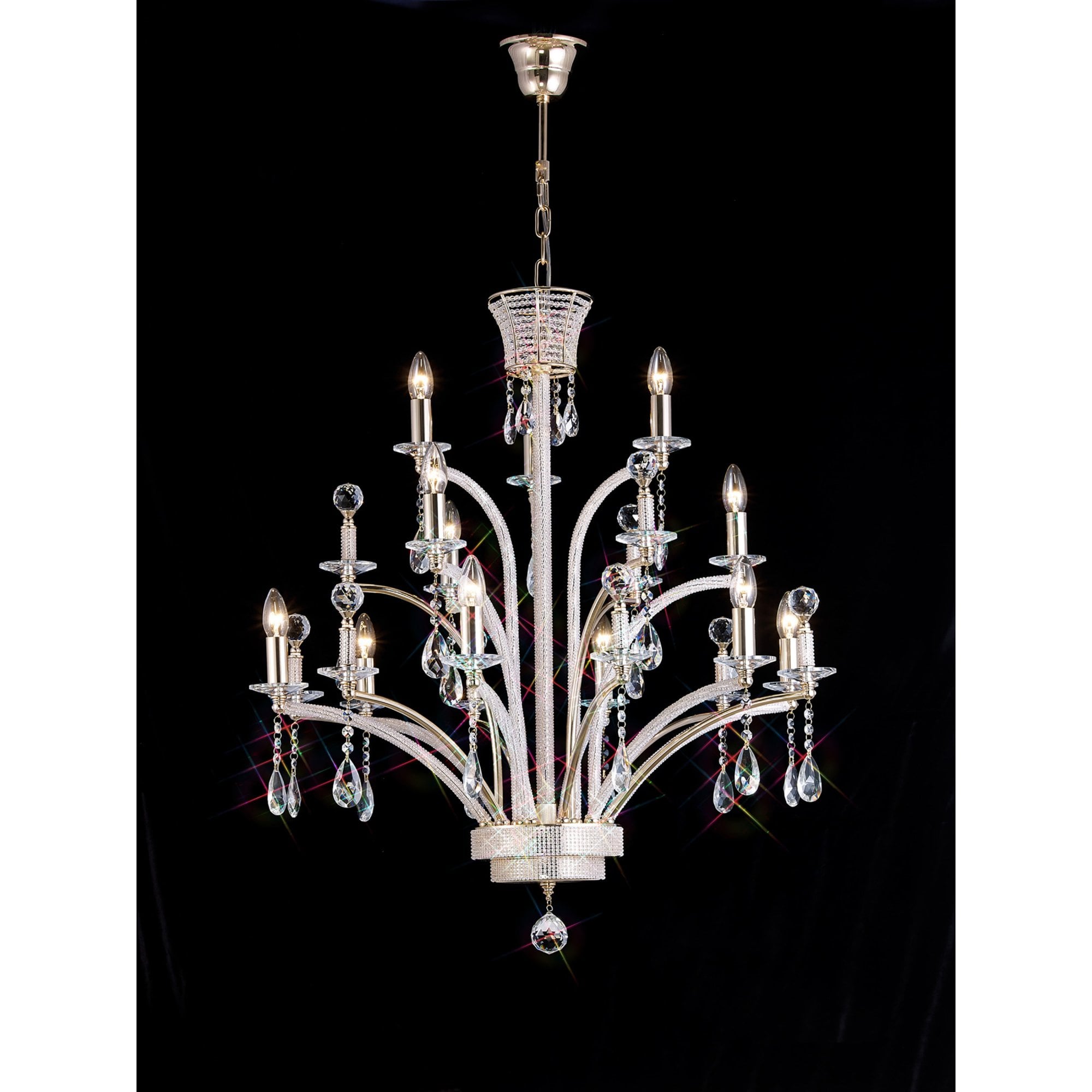 Diyas IL30381 Orlando Pendant Large 12 Light Gold Plated (ITEM REQUIRES ASSEMBLY)