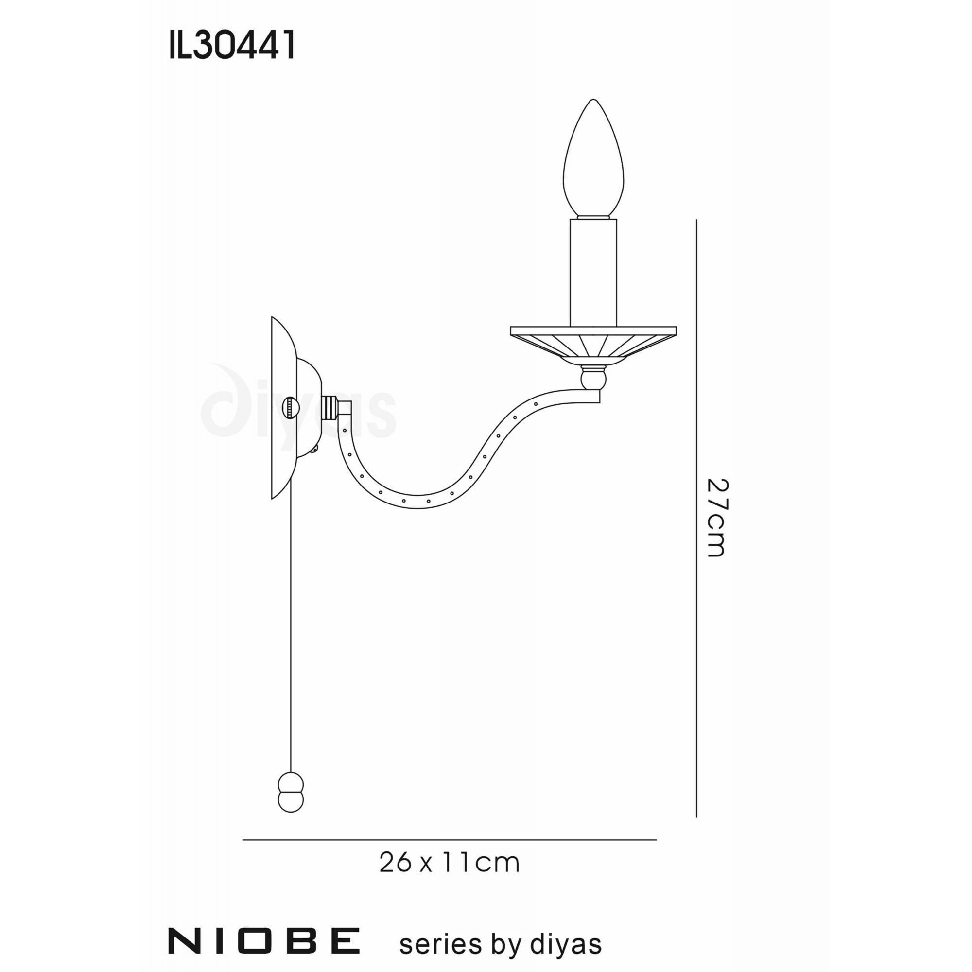 Diyas IL30441 Niobe Wall Light 1 Light French Gold/Crystal