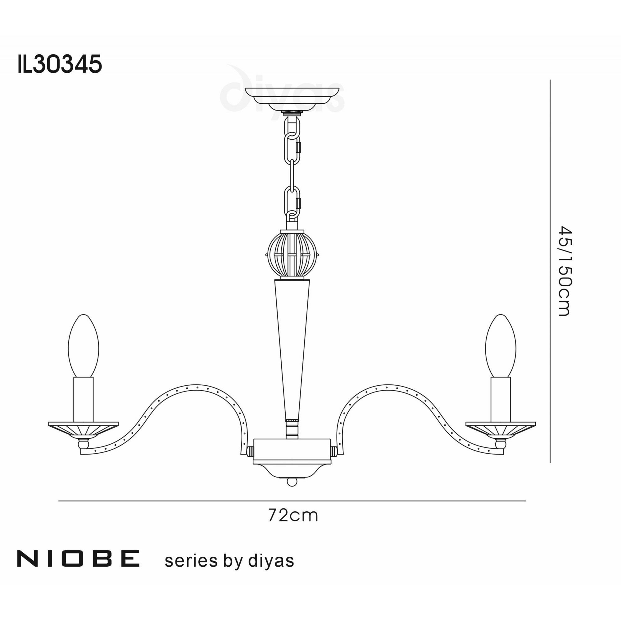 Diyas IL30345 Niobe Pendant 5 Light Polished Chrome/Crystal
