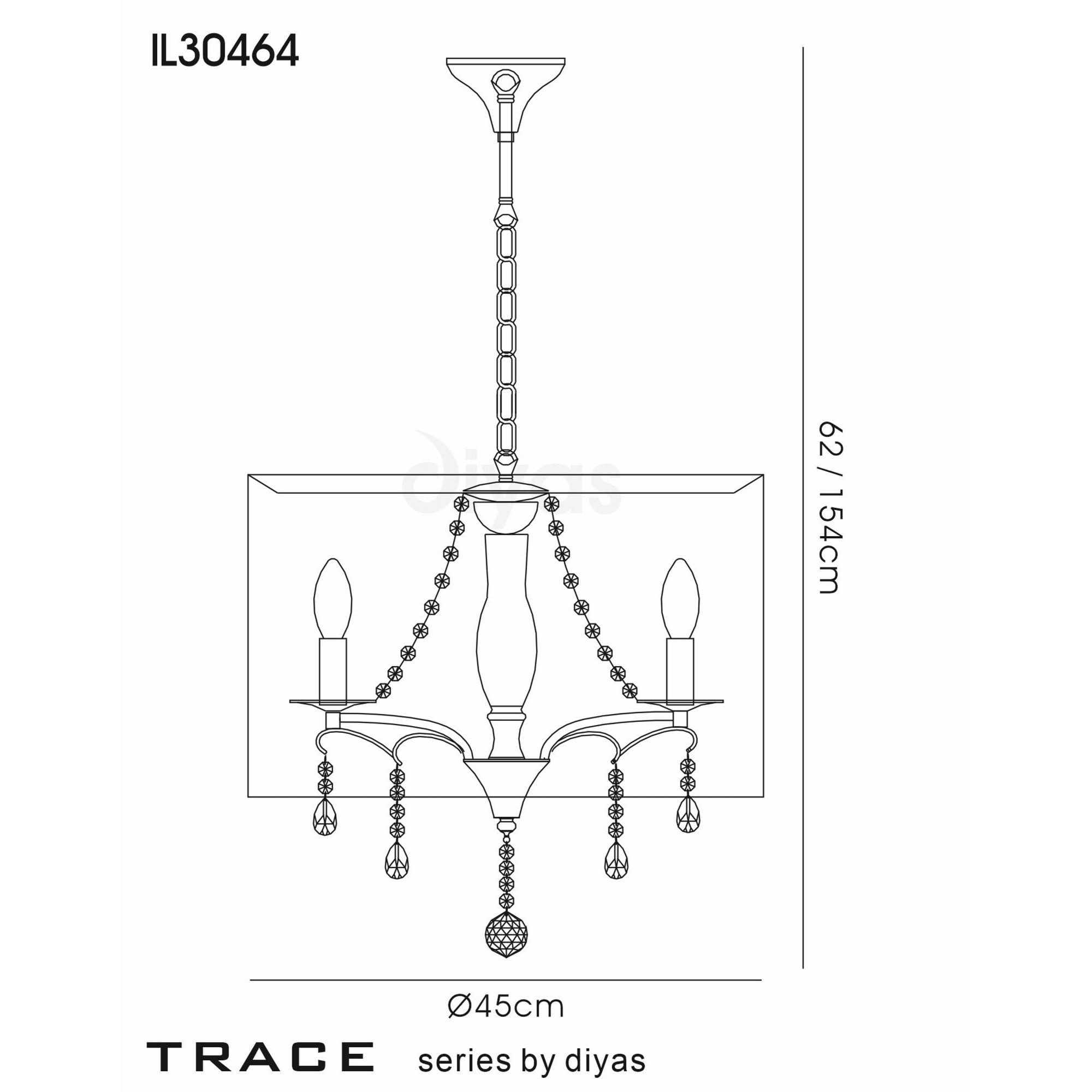 Diyas IL30464 Trace Pendant With Chrome Shade 3 Light Polished Chrome/PVC /Crystal
