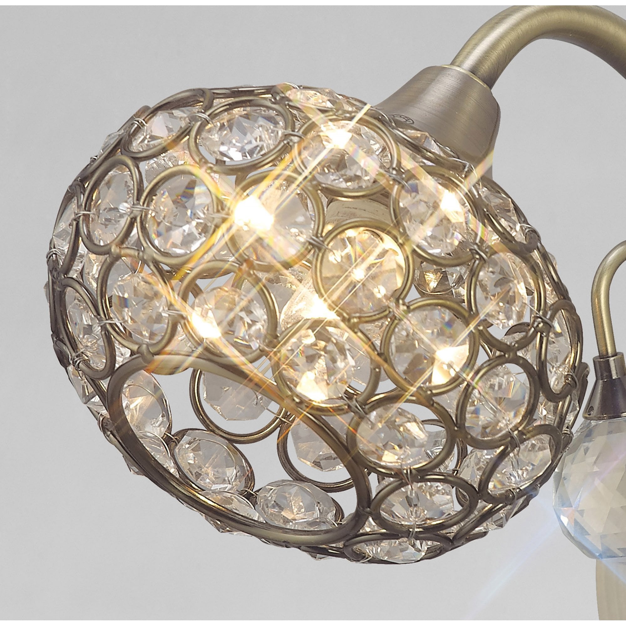 Diyas IL30941 Cara Wall Light Switched 1 Light Antique Brass/Crystal