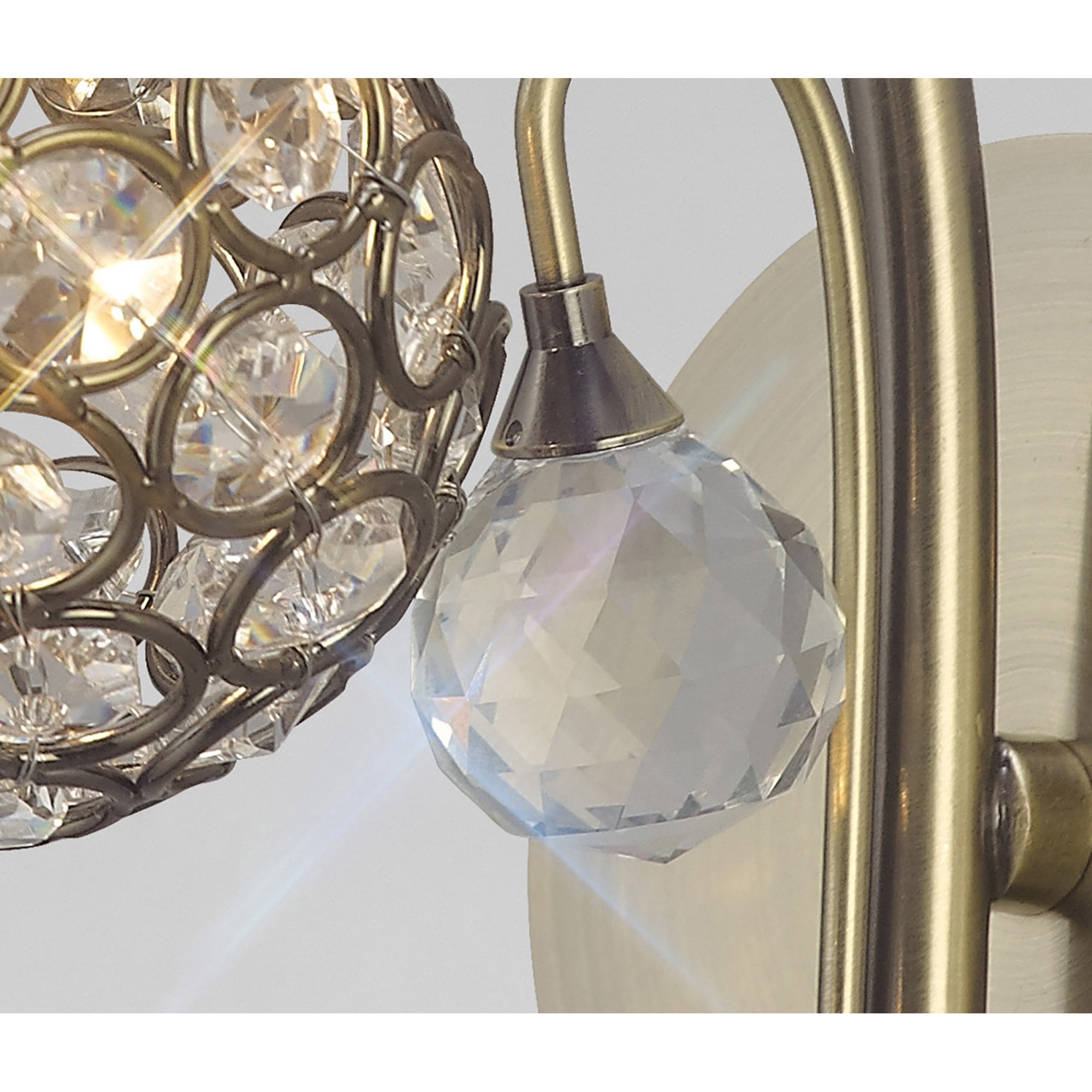 Diyas IL30941 Cara Wall Light Switched 1 Light Antique Brass/Crystal