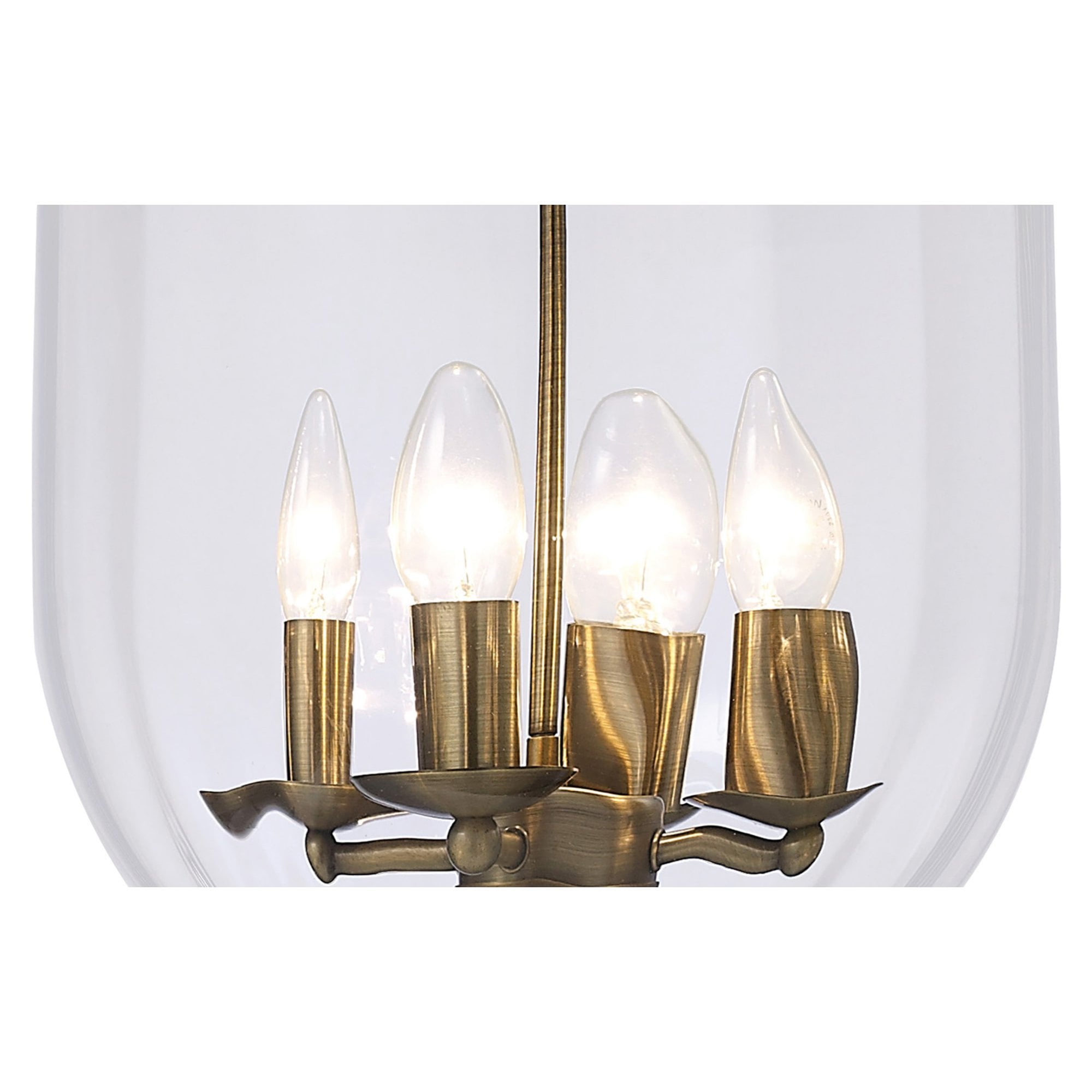 Diyas IL31077 Aubrey Pendant 4 Light Antique Brass/Glass