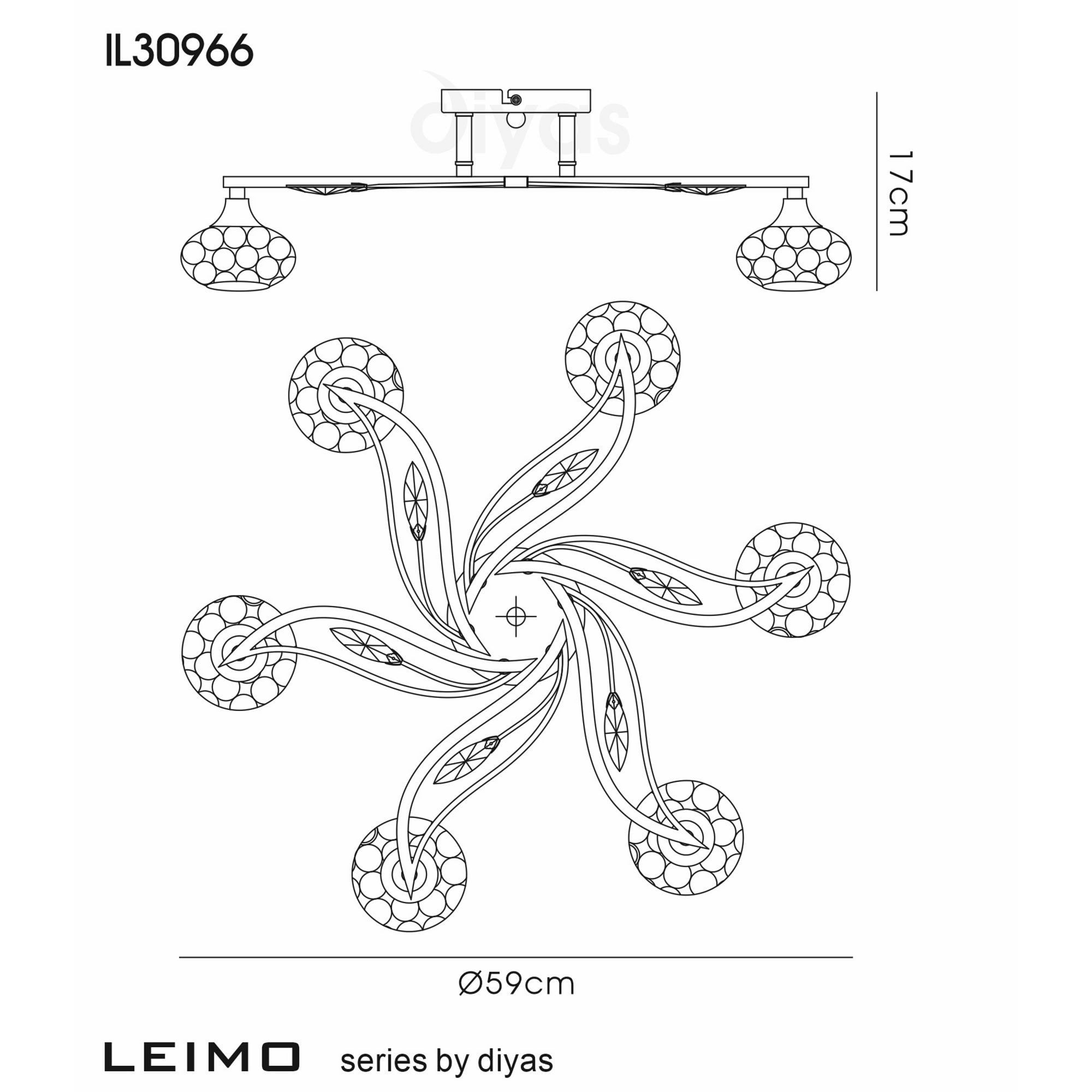 Diyas IL30966 Leimo Ceiling 6 Light French Gold/Crystal