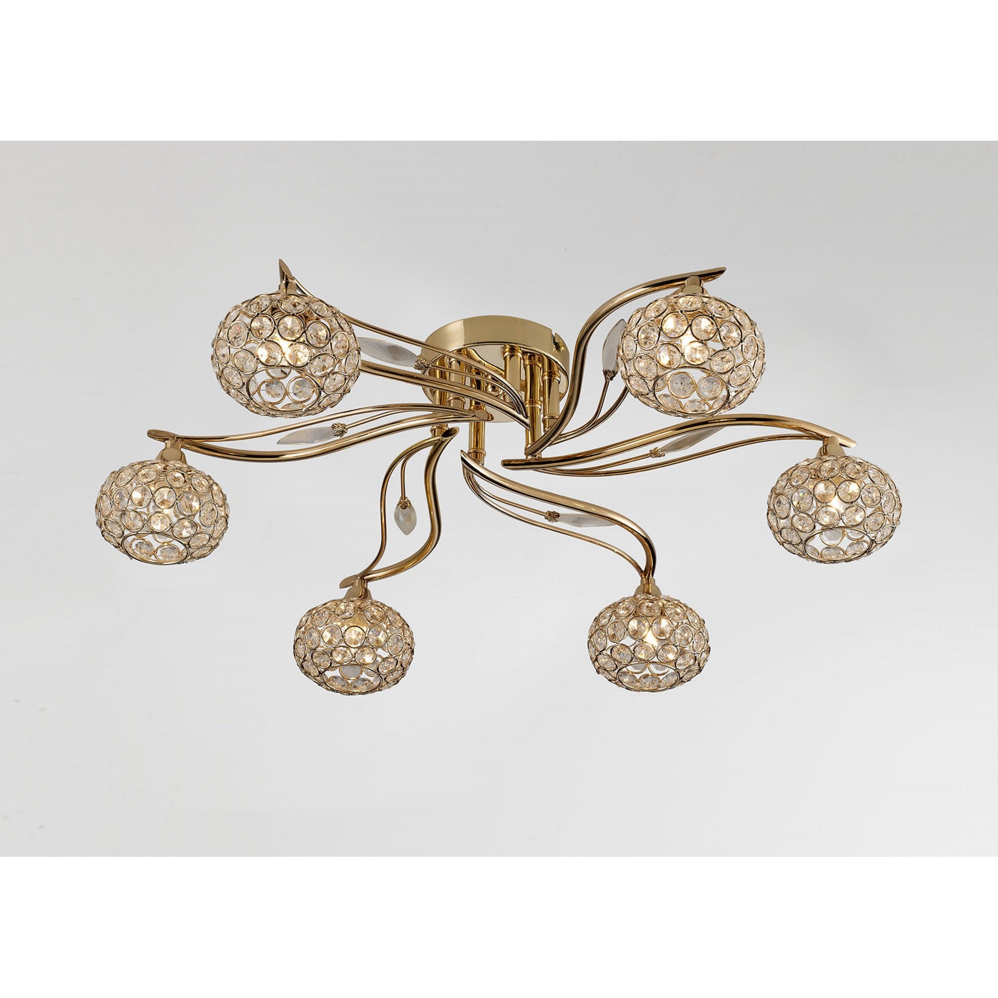 Diyas IL30966 Leimo Ceiling 6 Light French Gold/Crystal