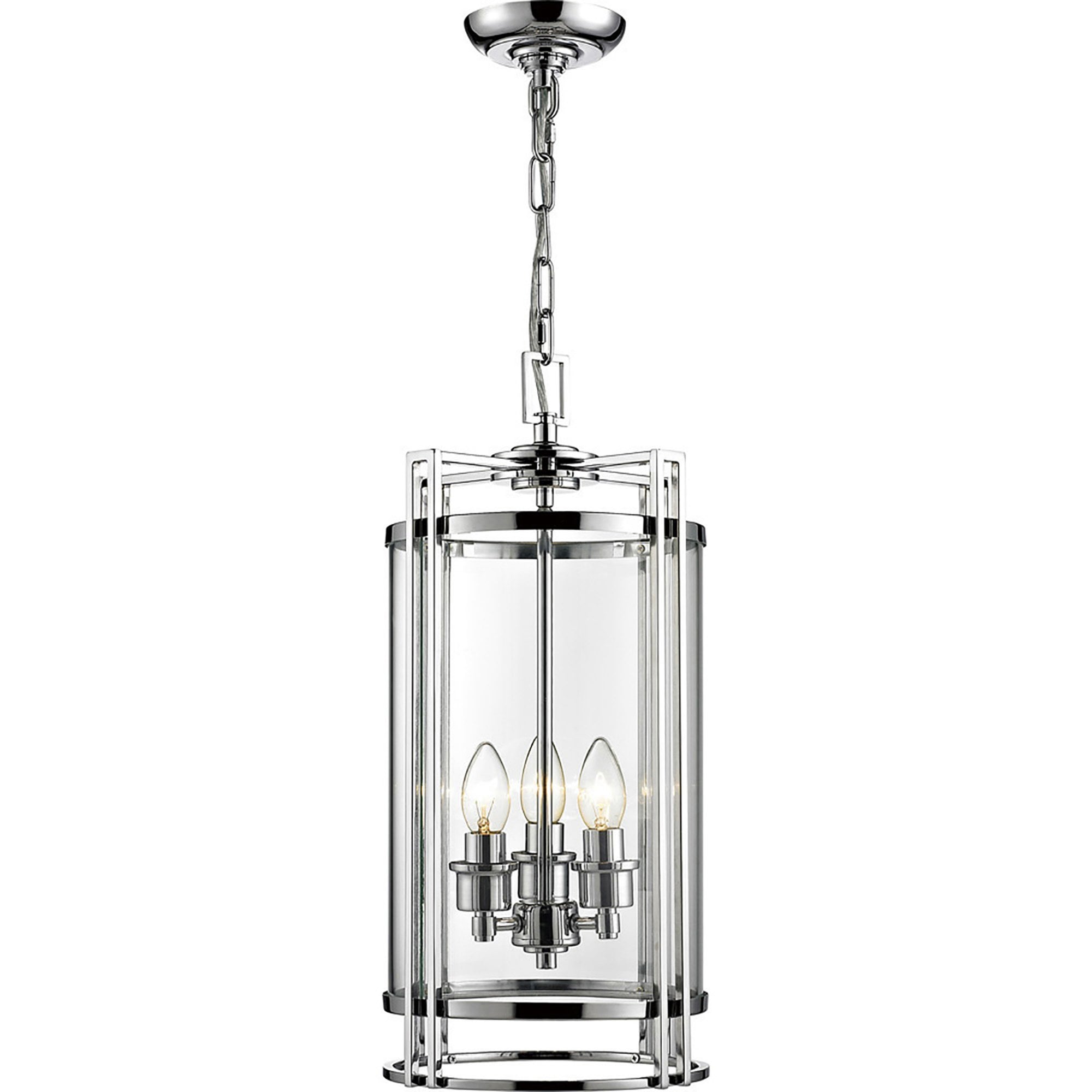 Diyas IL31082 Eaton Pendant 3 Light Polished Chrome/Glass