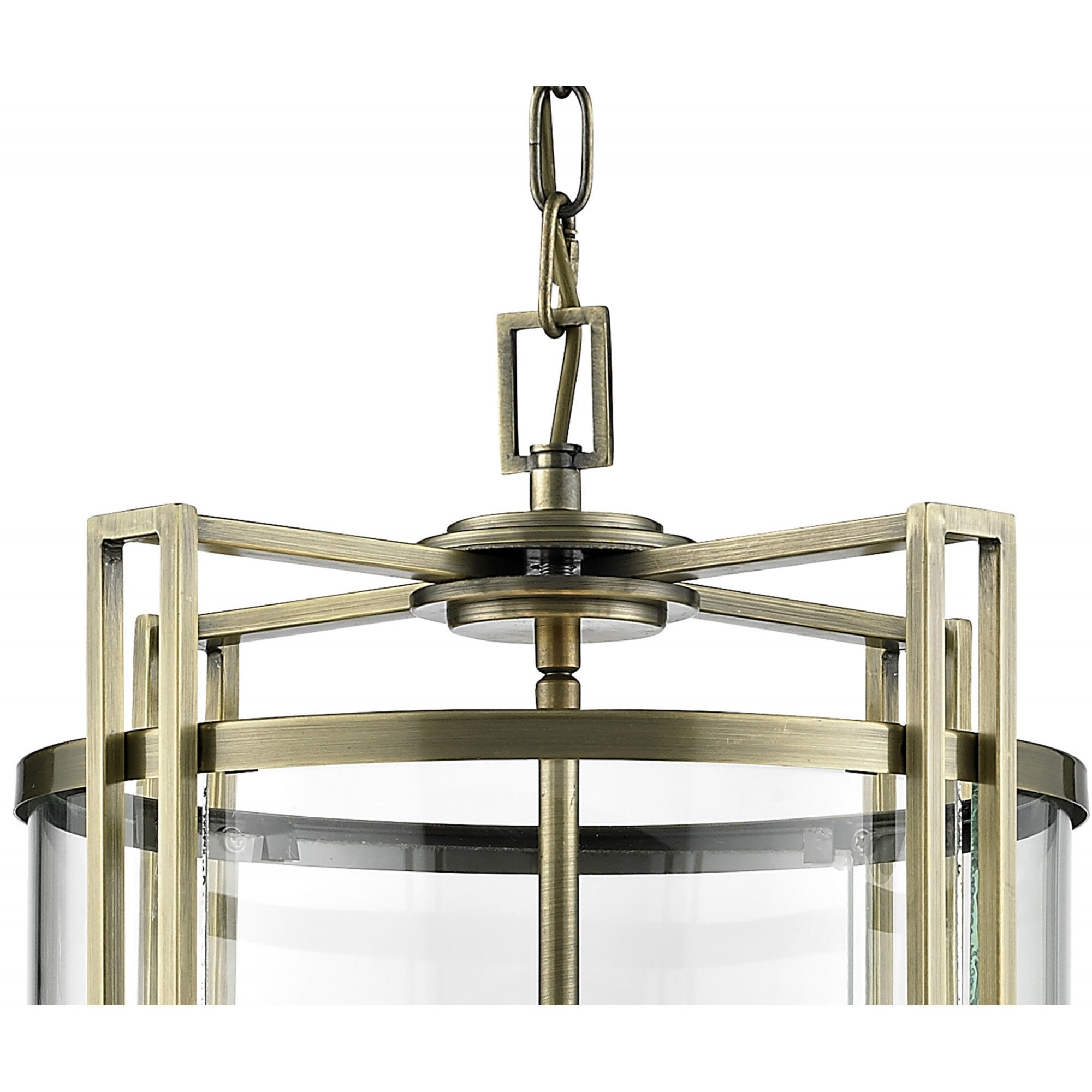 Diyas IL31093 Eaton Pendant 4 Light Antique Brass/Glass