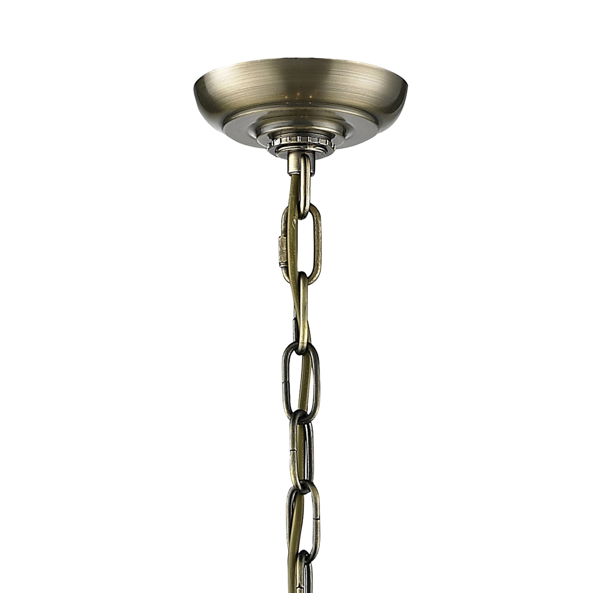 Diyas IL31093 Eaton Pendant 4 Light Antique Brass/Glass