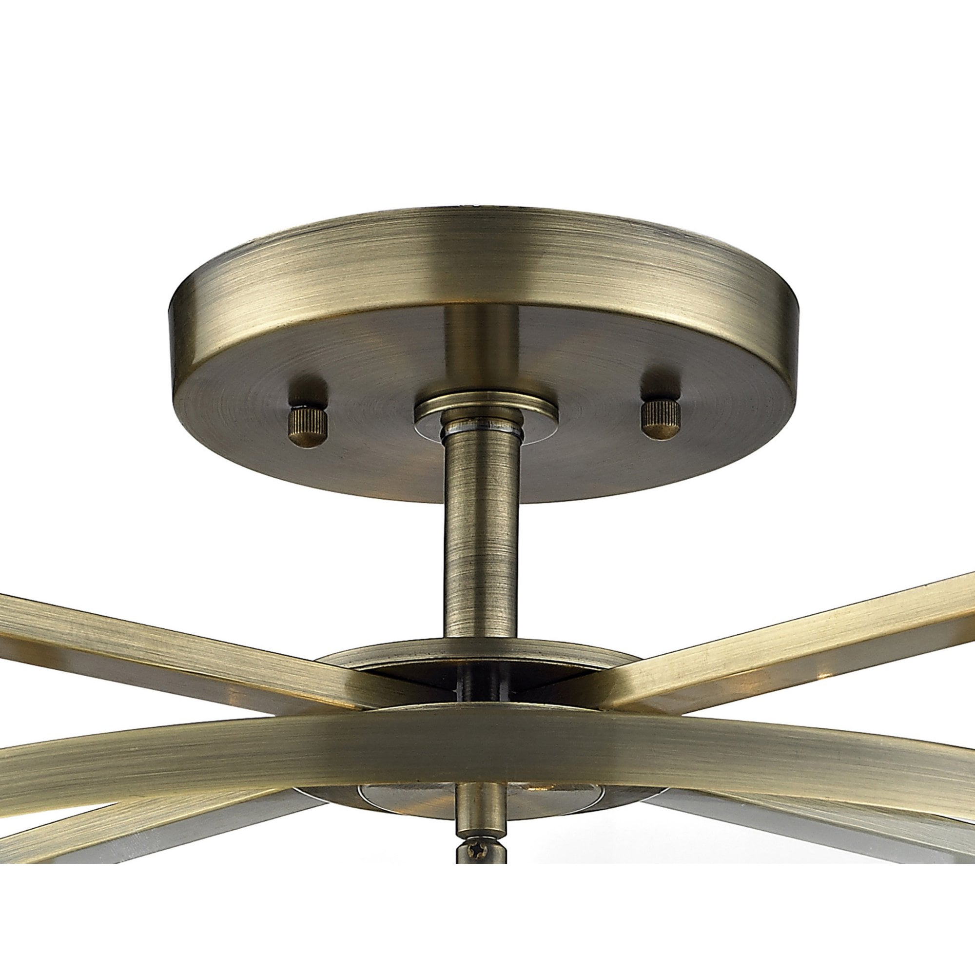 Diyas IL31091 Eaton Semi Ceiling 4 Light Antique Brass/Glass