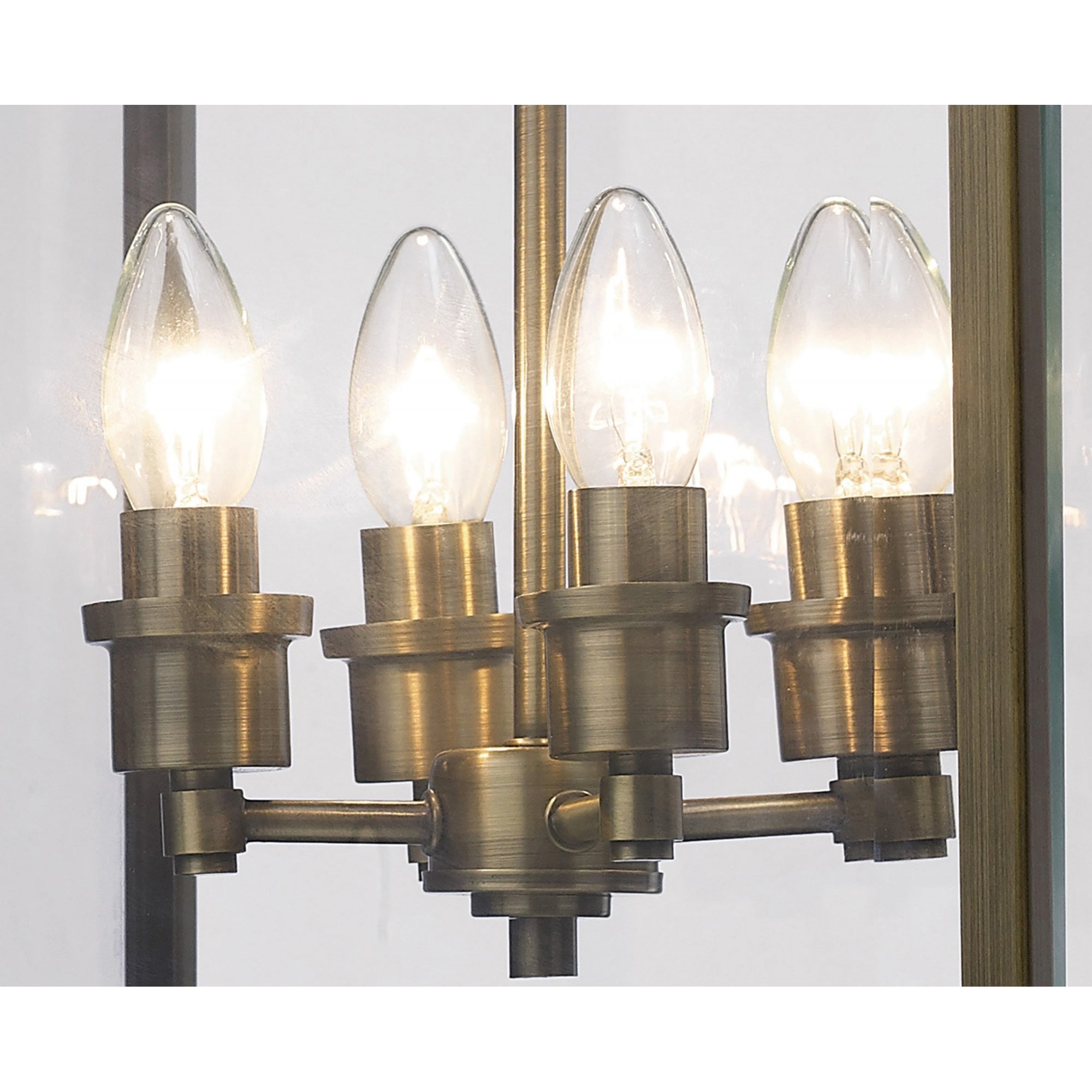 Diyas IL31113 Aston Pendant 4 Light Antique Brass/Glass