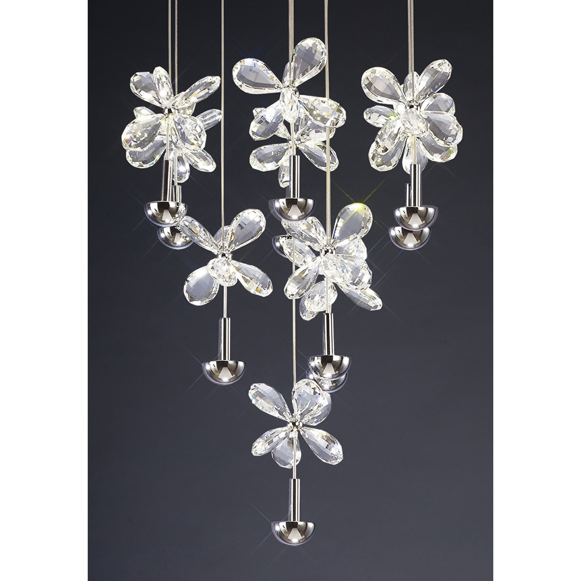 Diyas IL31145 Aviva Pendant Round 10 Light 4000K LED Polished Chrome/Crystal