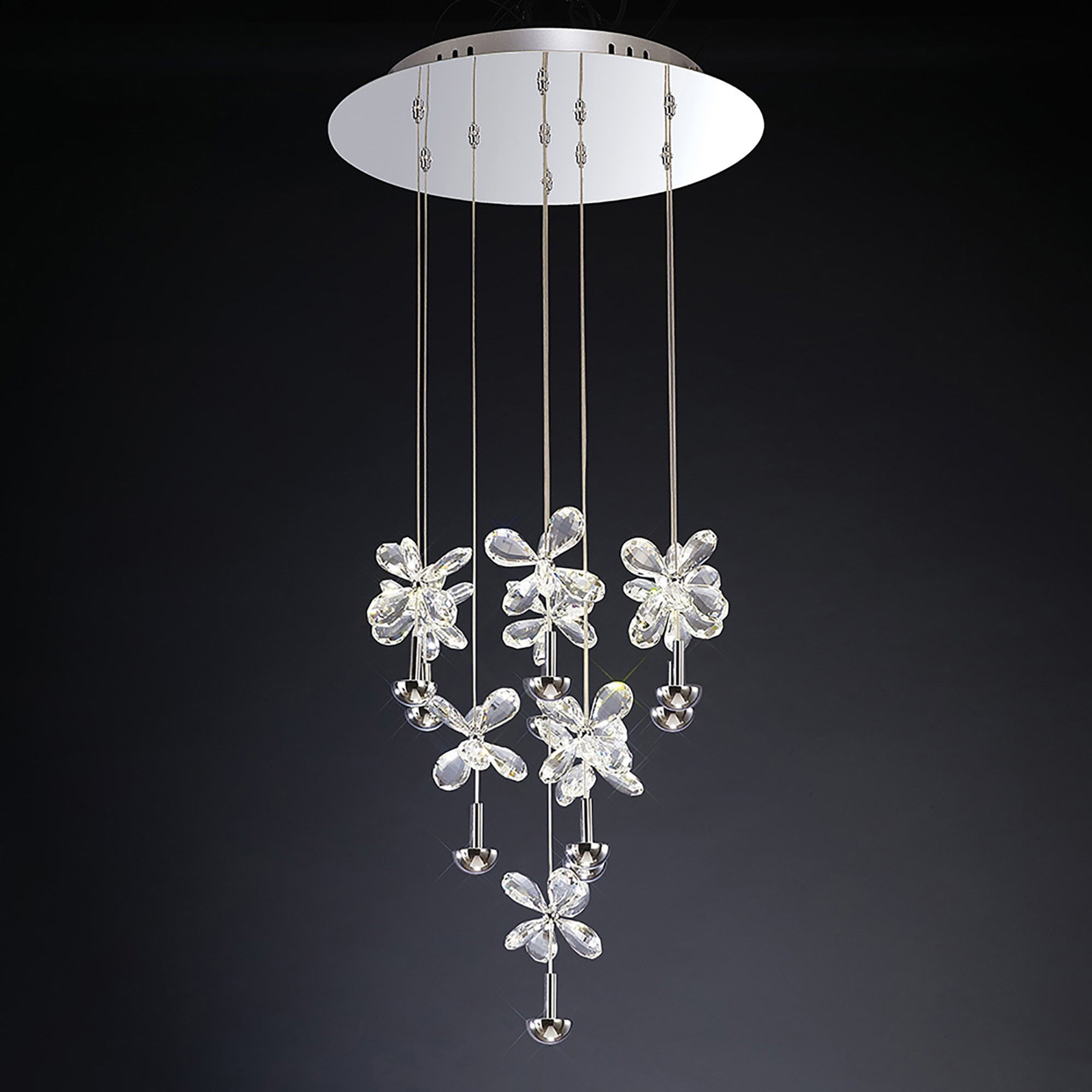 Diyas IL31145 Aviva Pendant Round 10 Light 4000K LED Polished Chrome/Crystal