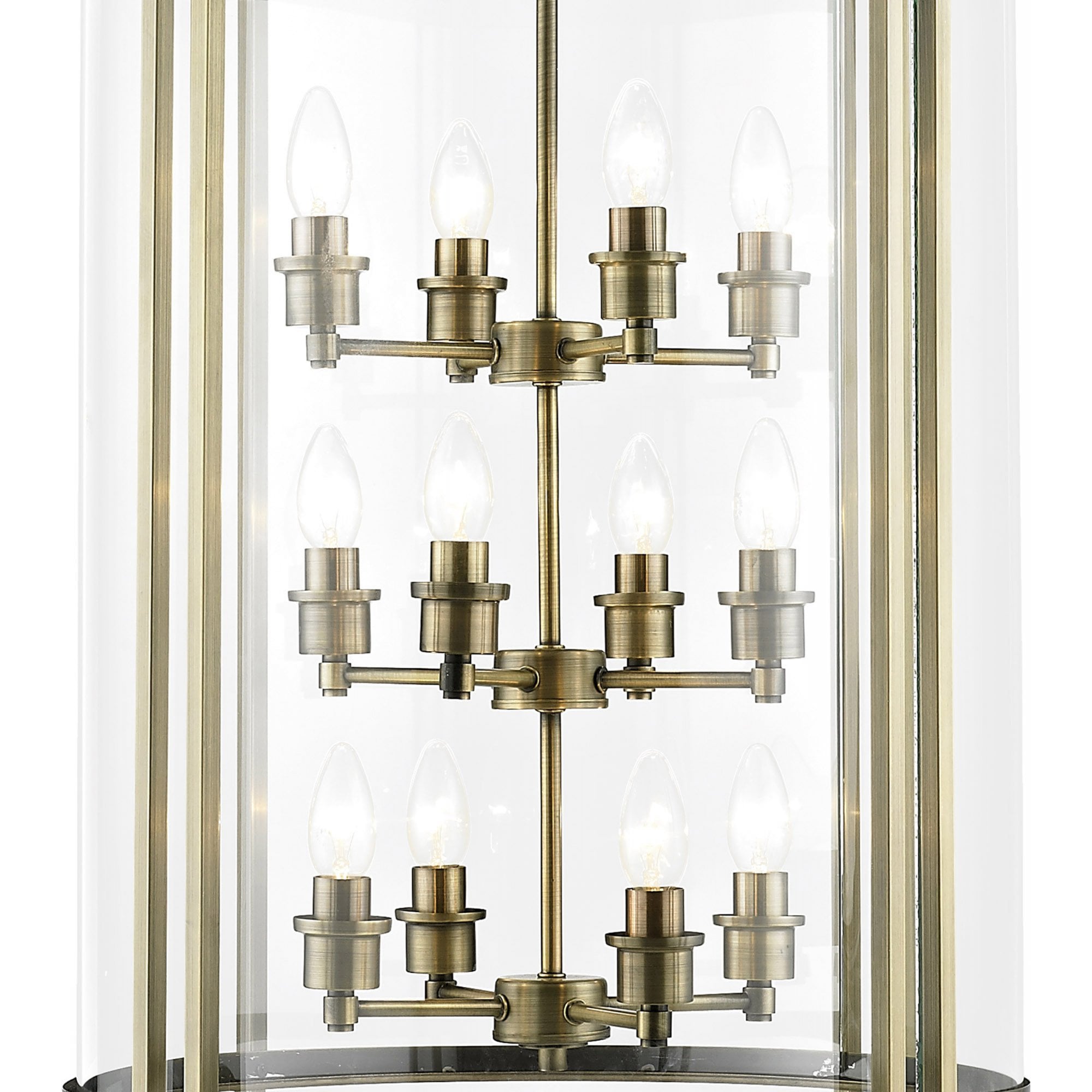 Diyas IL31095 Eaton Pendant 12 Light Antique Brass/Glass