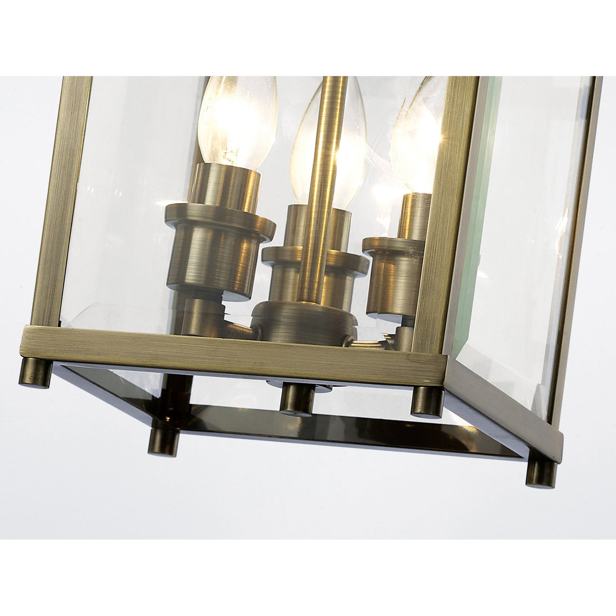 Diyas IL31110 Aston Semi Ceiling 3 Light Antique Brass/Glass