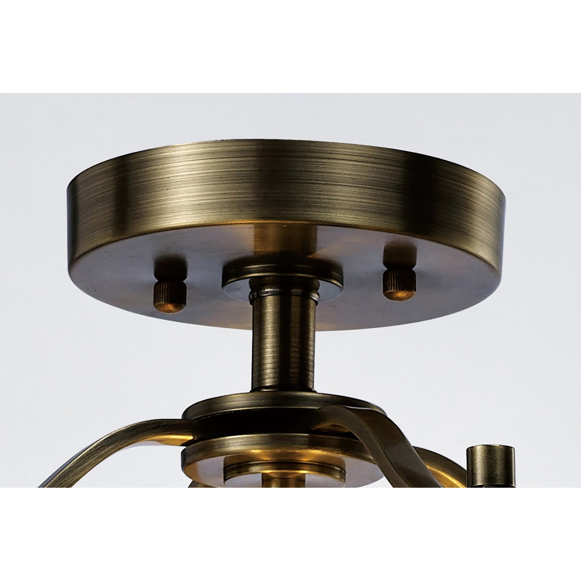 Diyas IL31110 Aston Semi Ceiling 3 Light Antique Brass/Glass