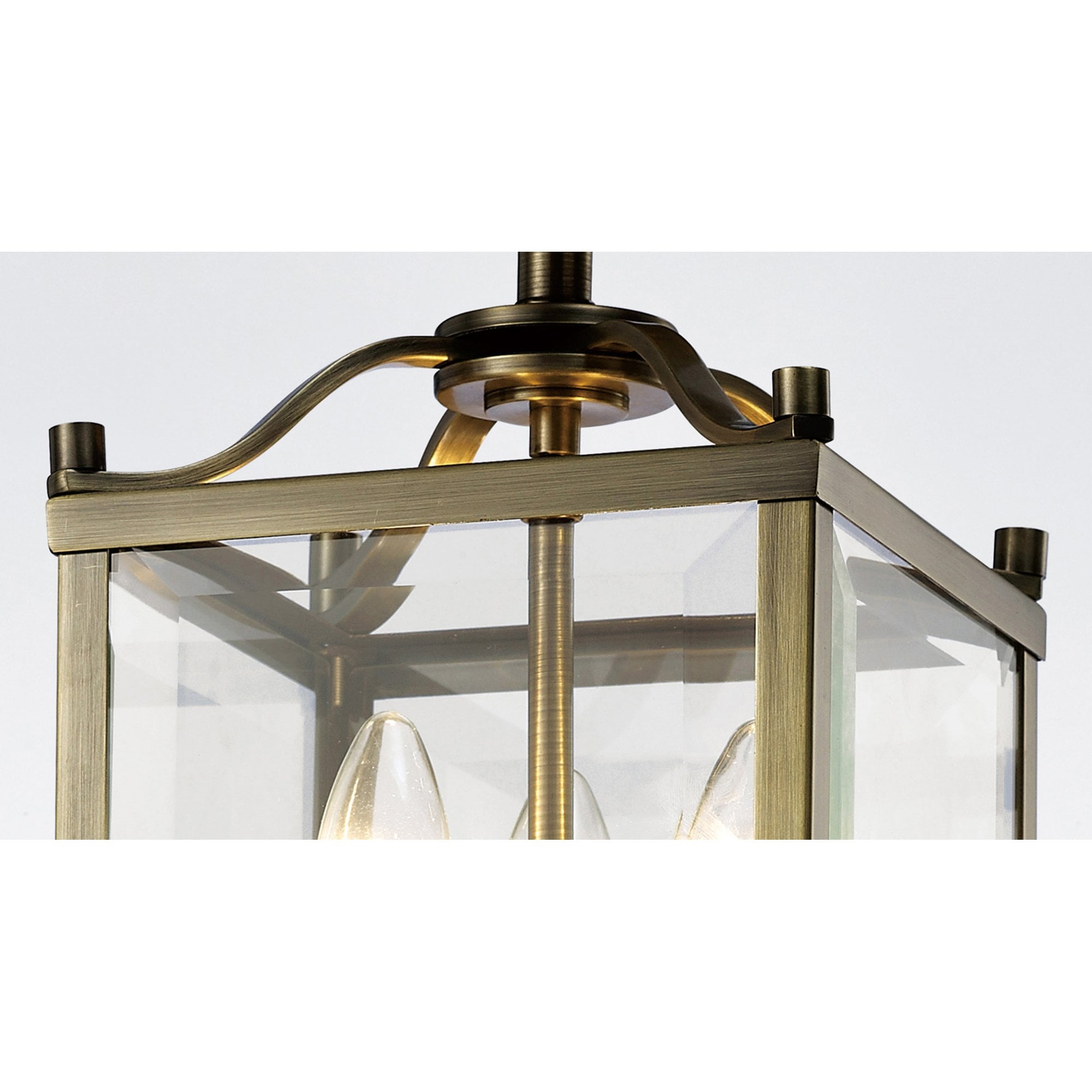 Diyas IL31110 Aston Semi Ceiling 3 Light Antique Brass/Glass