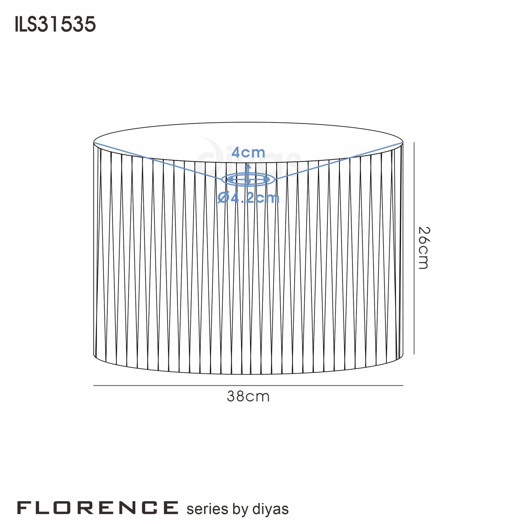 Diyas ILS31535 Florence Round Organza Shade - White 38cm Suitable For Floor Lamp - Shade Only