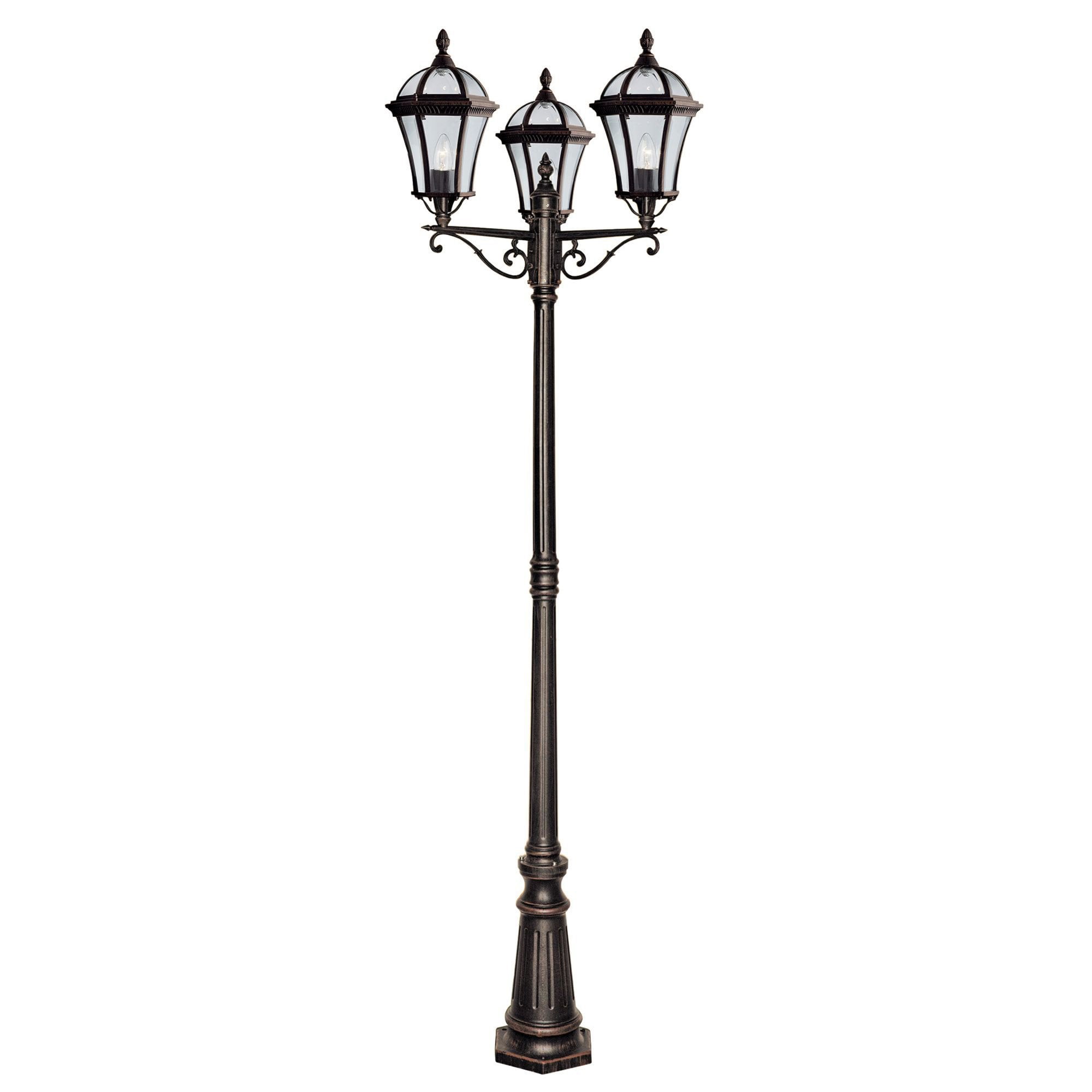 Searchlight Cairns 3 Light Outdoor Post - Aluminium, Rustic Brown & Glass