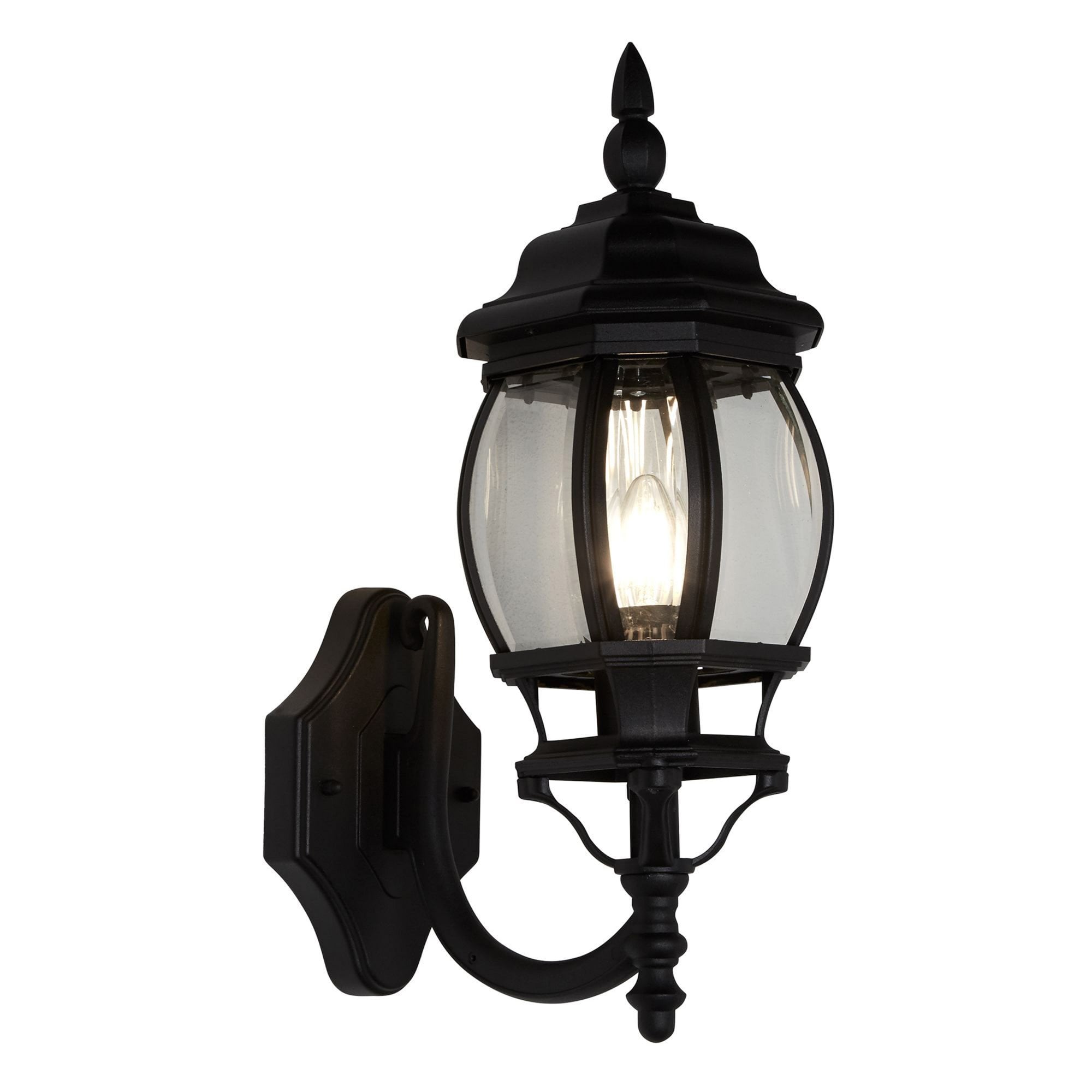 Searchlight Bartlett Outdoor Wall Light - Silk Black & Glass - IP44