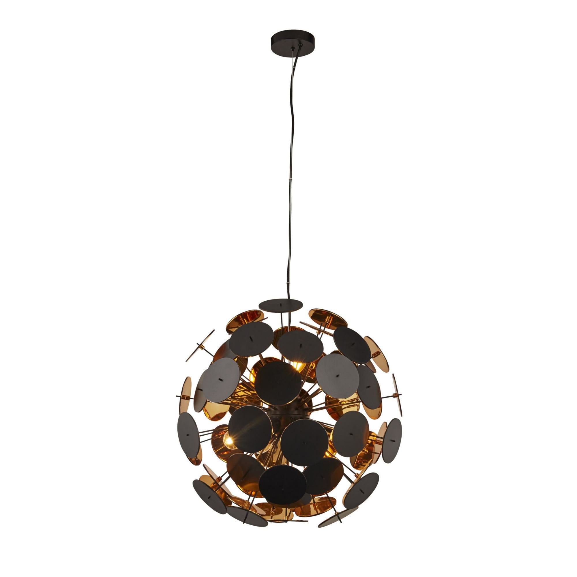 Searchlight Darnley 6 Light Ceiling Pendant - Matt Black & Gold