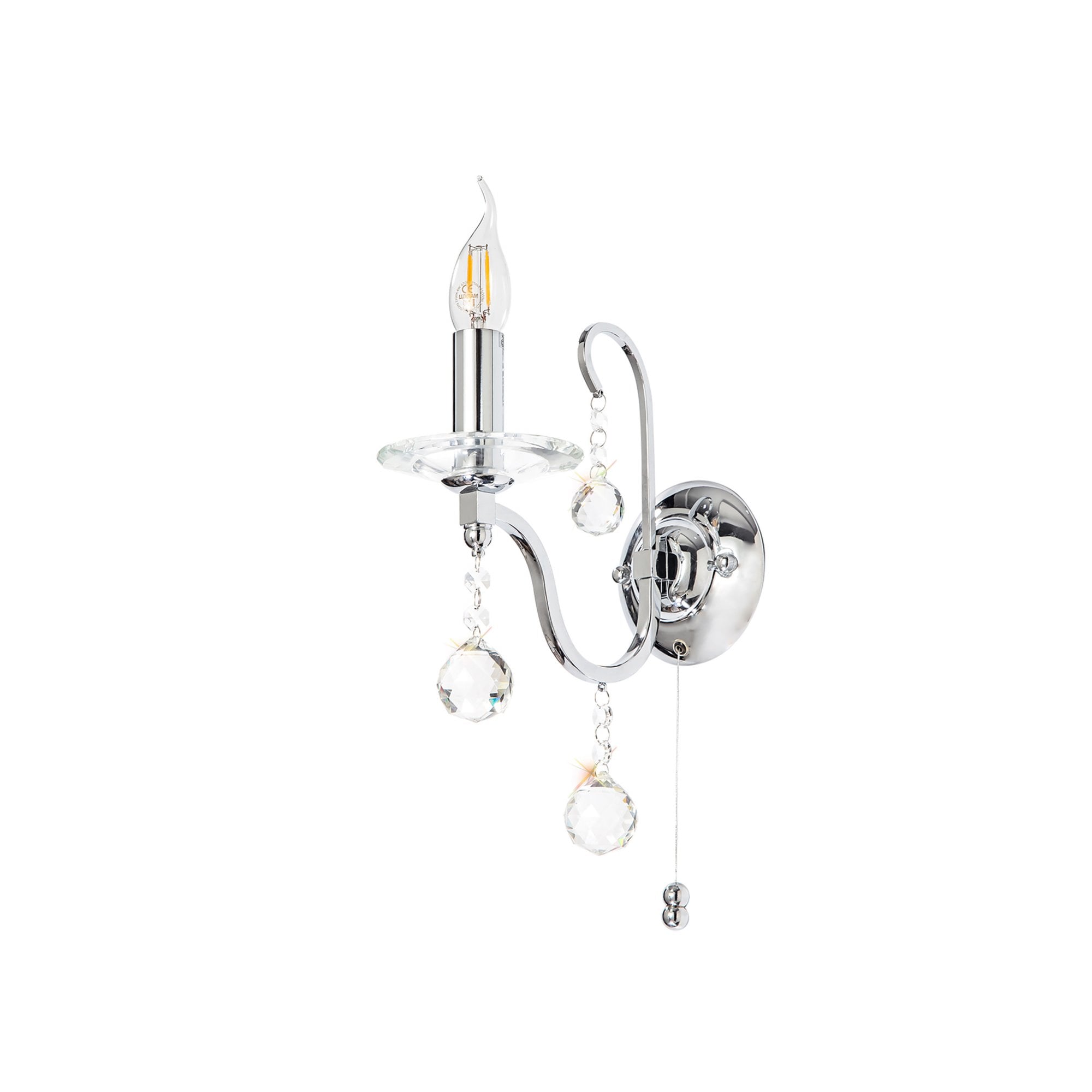 Diyas IL30111 Bianco Wall Light Switched 1 Light Polished Chrome/Crystal