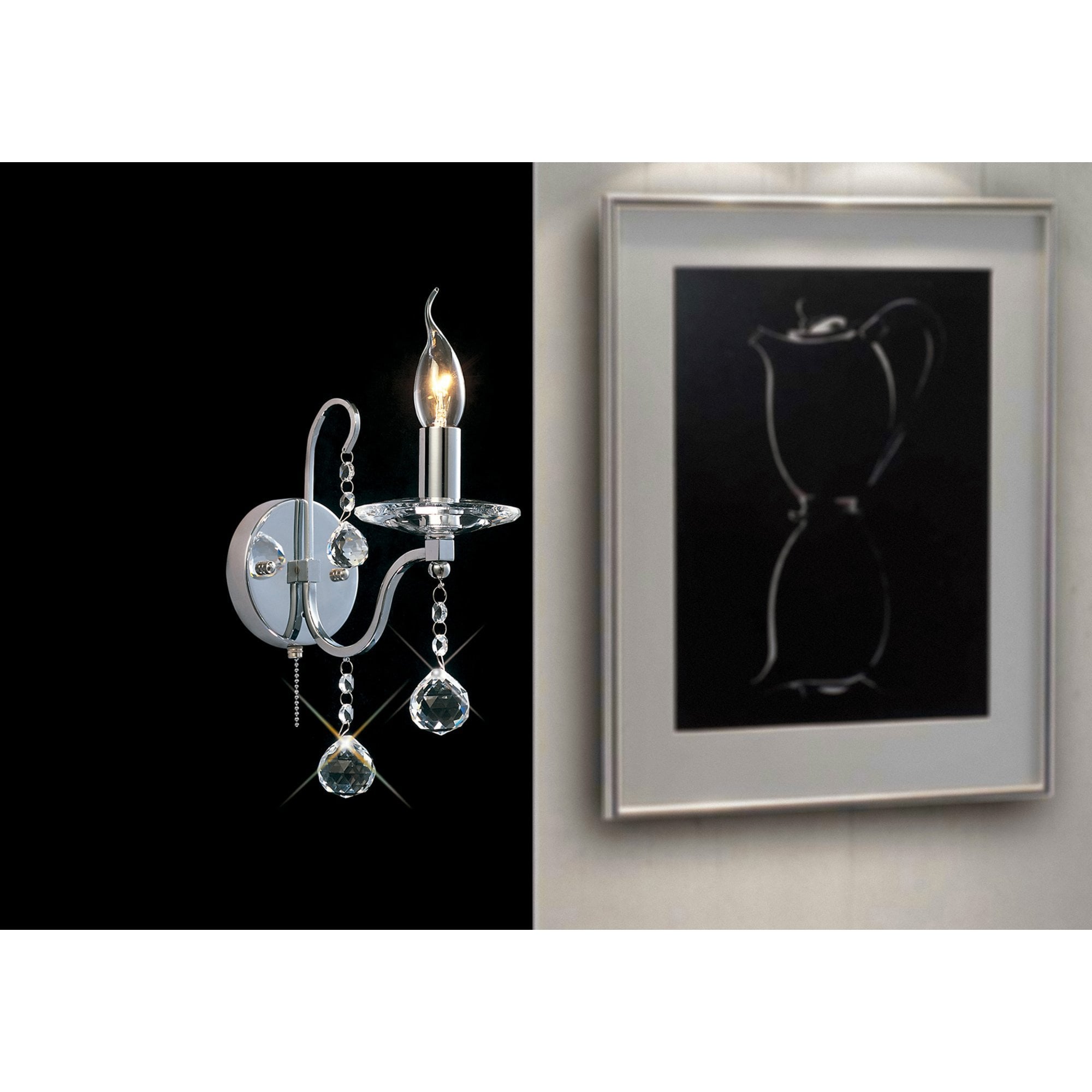 Diyas IL30111 Bianco Wall Light Switched 1 Light Polished Chrome/Crystal