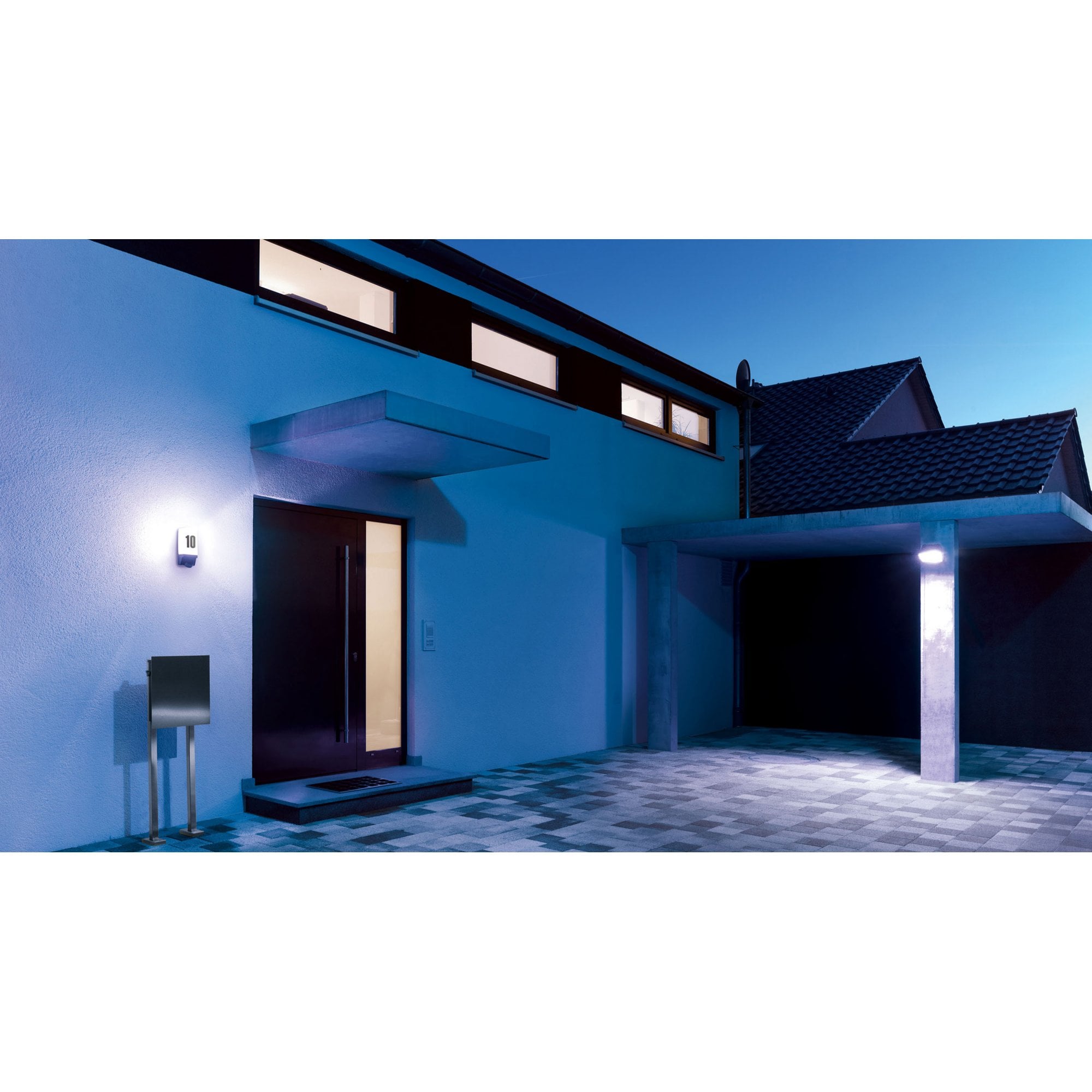 Steinel L 1 Wall Light with house number and PIR - Impact Resistant - White