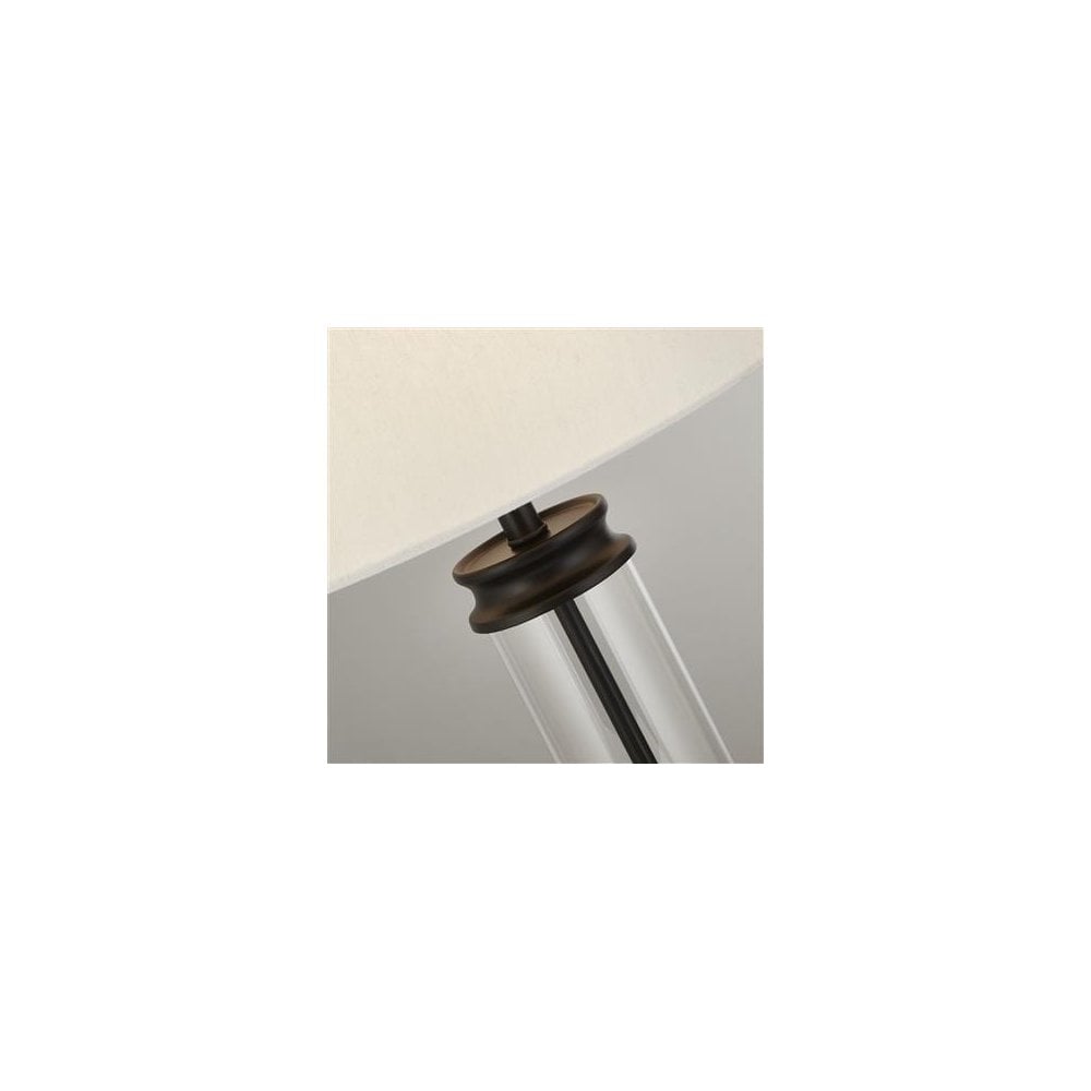 Searchlight Paulton Table Lamp - Black, Glass & Cream Fabric Shade
