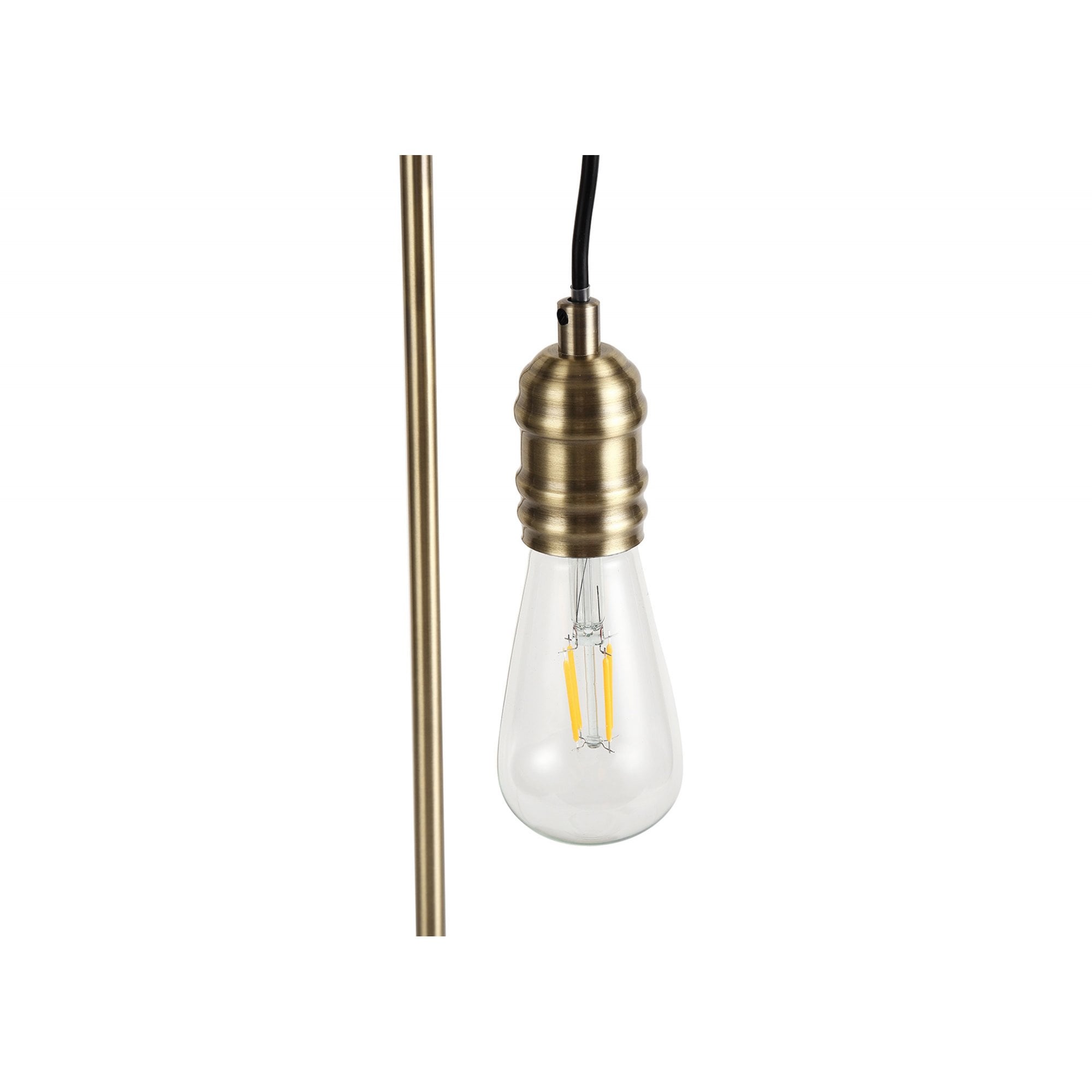 Fabula York Single Table Lamp - Medium Oak & Antique Brass