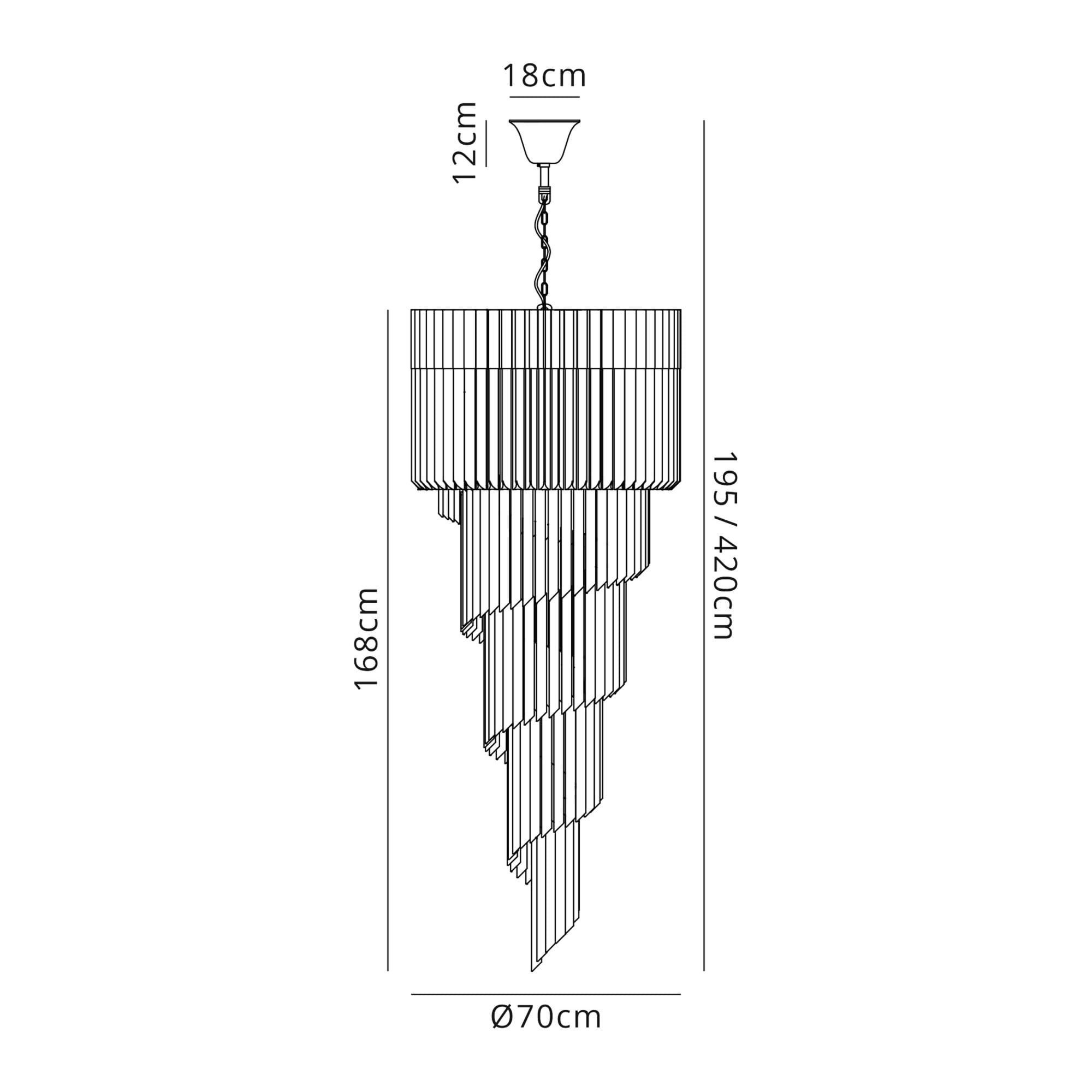 Fabula Cedar 23 Light Pendant - Polished Nickel & Clear Sculpted Glass