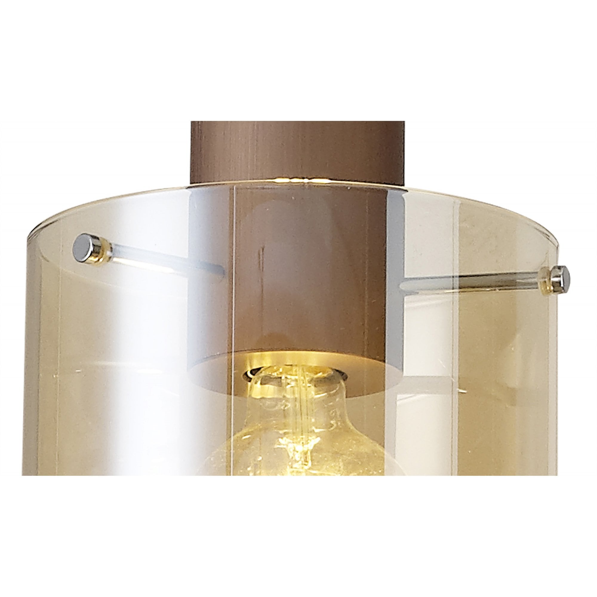 Fabula Kendon Adjustable 3 Light Round Pendant - Mocha & Amber Glass