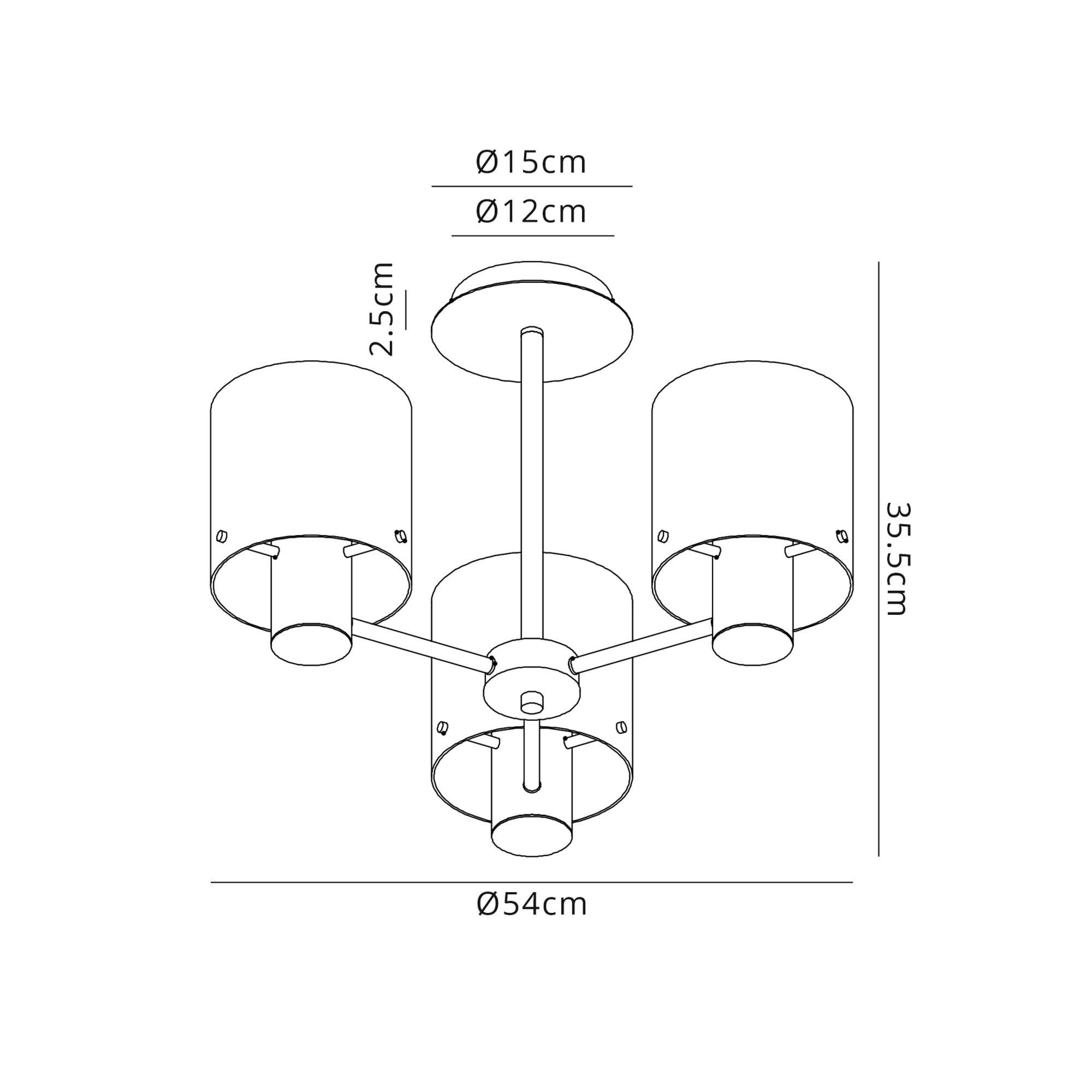 Fabula Kendon 3 Light Semi-Flush Light - Mocha & Amber Glass