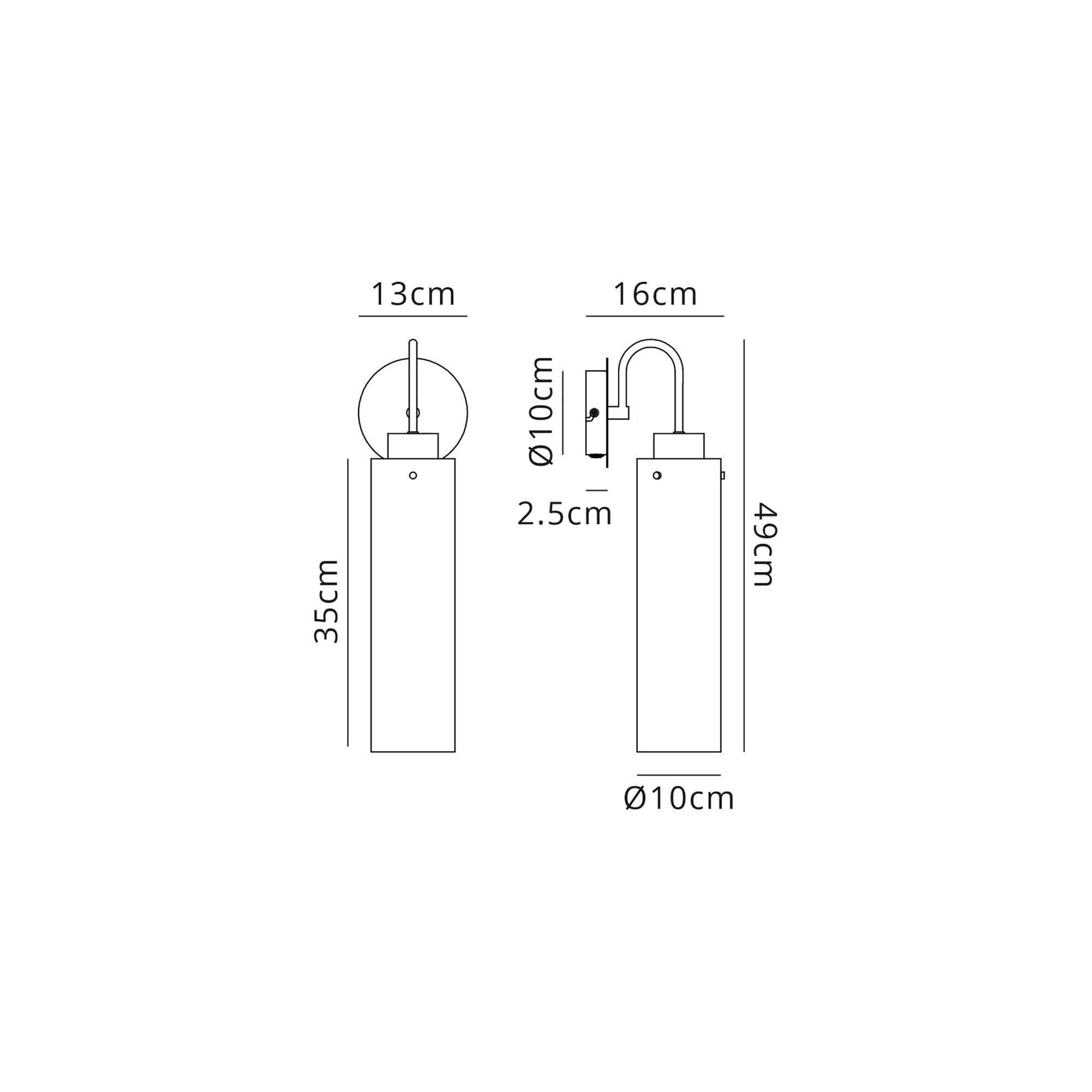 Fabula Kingfisher Single Wall Lamp - Black & Smoke Fade Glass