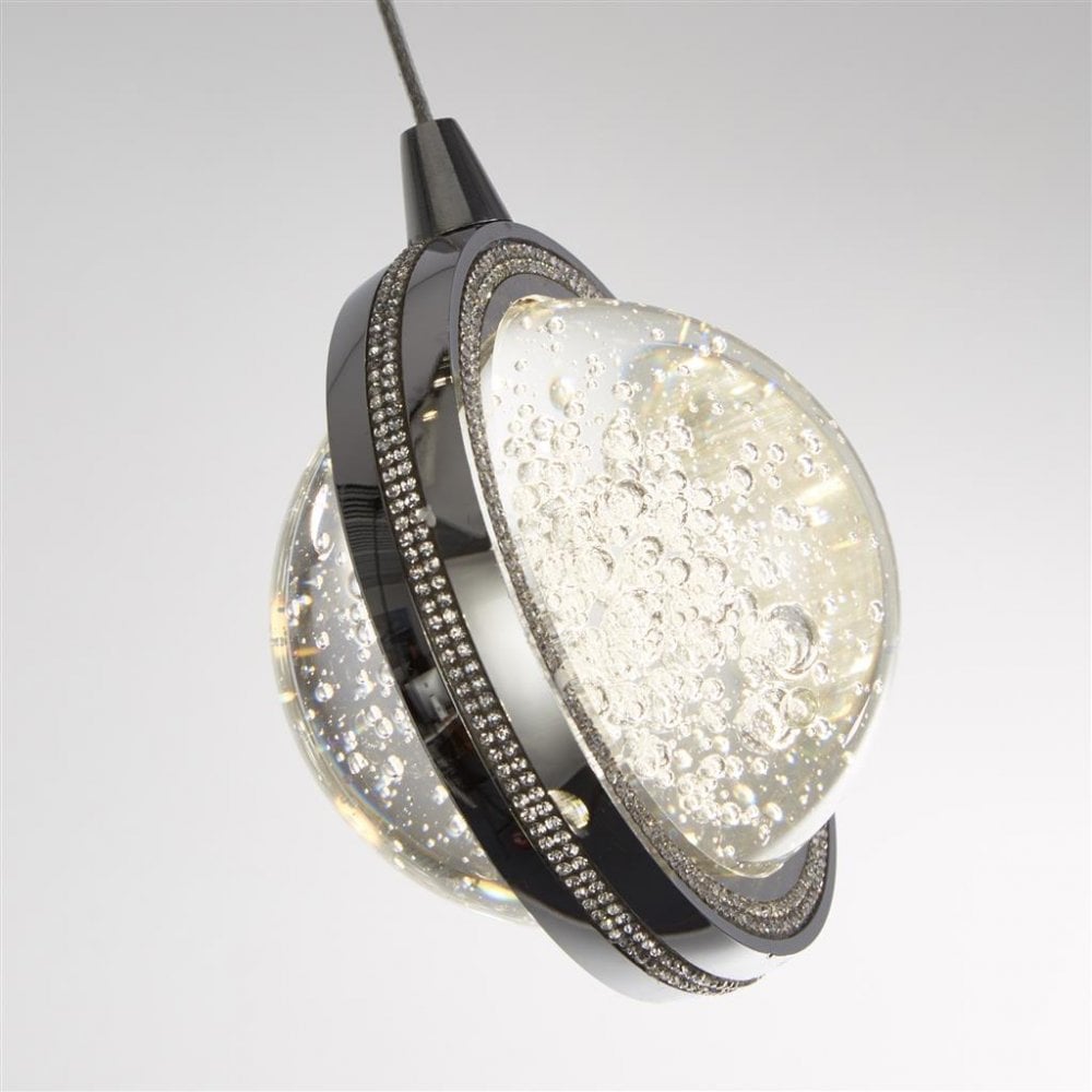 Searchlight Queensland 5 Light Bar Ceiling Pendant - Chrome & Bubble Glass