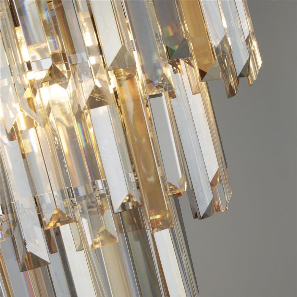 Searchlight Carlingford 5 Light Flush Ceiling Light - Chrome & Glass Prisms