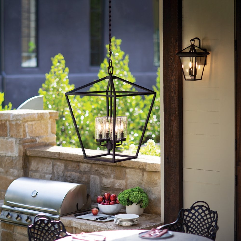 Quintiesse Alford Place 4 Light Outdoor Pendant - Museum Black