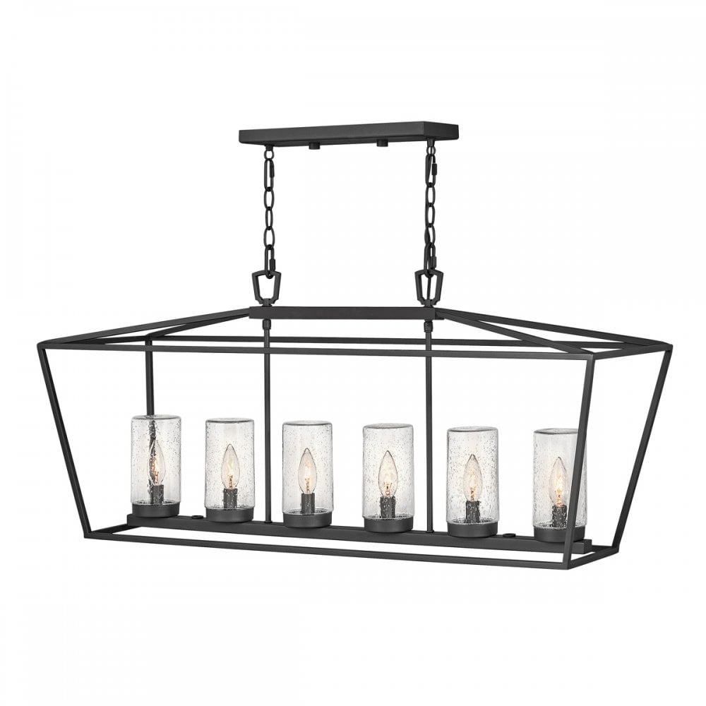 Quintiesse Alford Place 6 Light Outdoor Linear Pendant - Museum Black