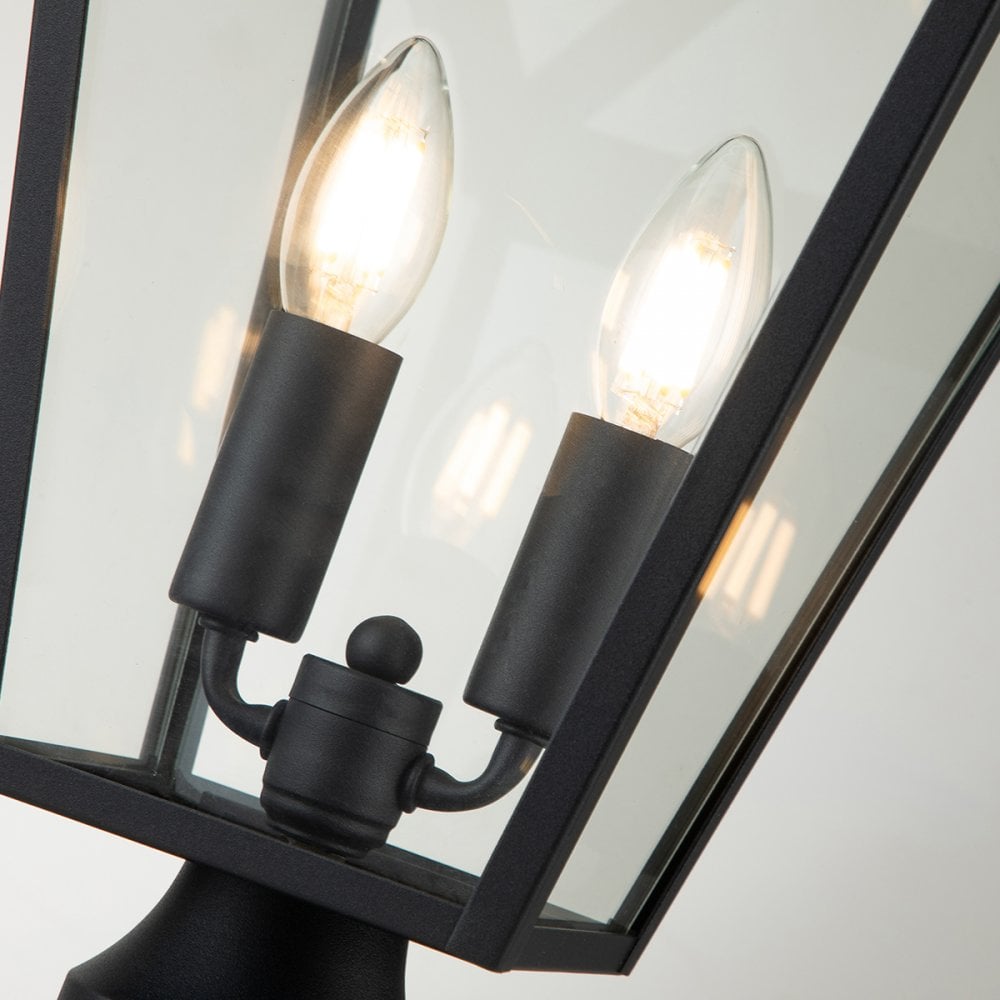 Quintiesse Alford Place 2 Light Pedestal Lantern - Museum Black