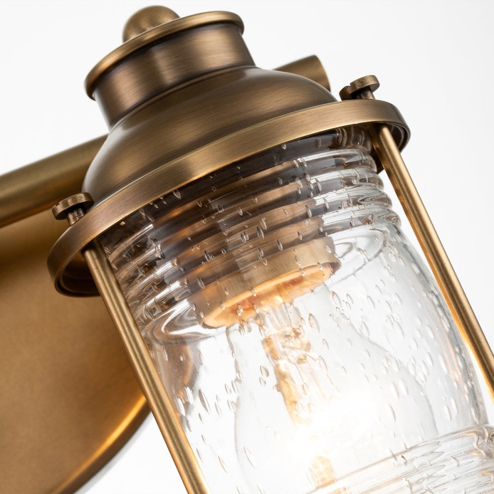 Quintiesse Ashland Bay 2 Light Bathroom Wall Light - Natural Brass