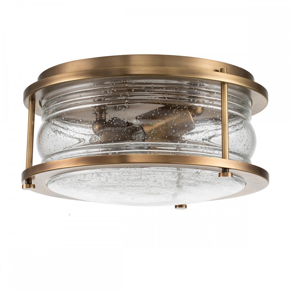Quintiesse Ashland Bay 2 Light Bathroom Flush Fitting - Natural Brass