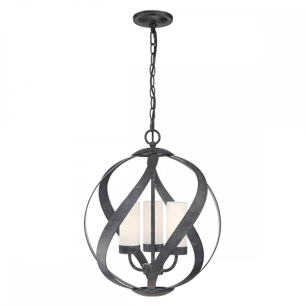 Quintiesse Blacksmith 3 Light Outdoor Chandelier - Old Black