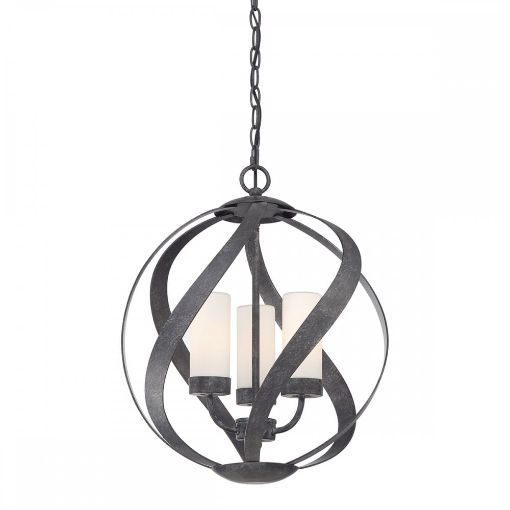 Quintiesse Blacksmith 3 Light Outdoor Chandelier - Old Black