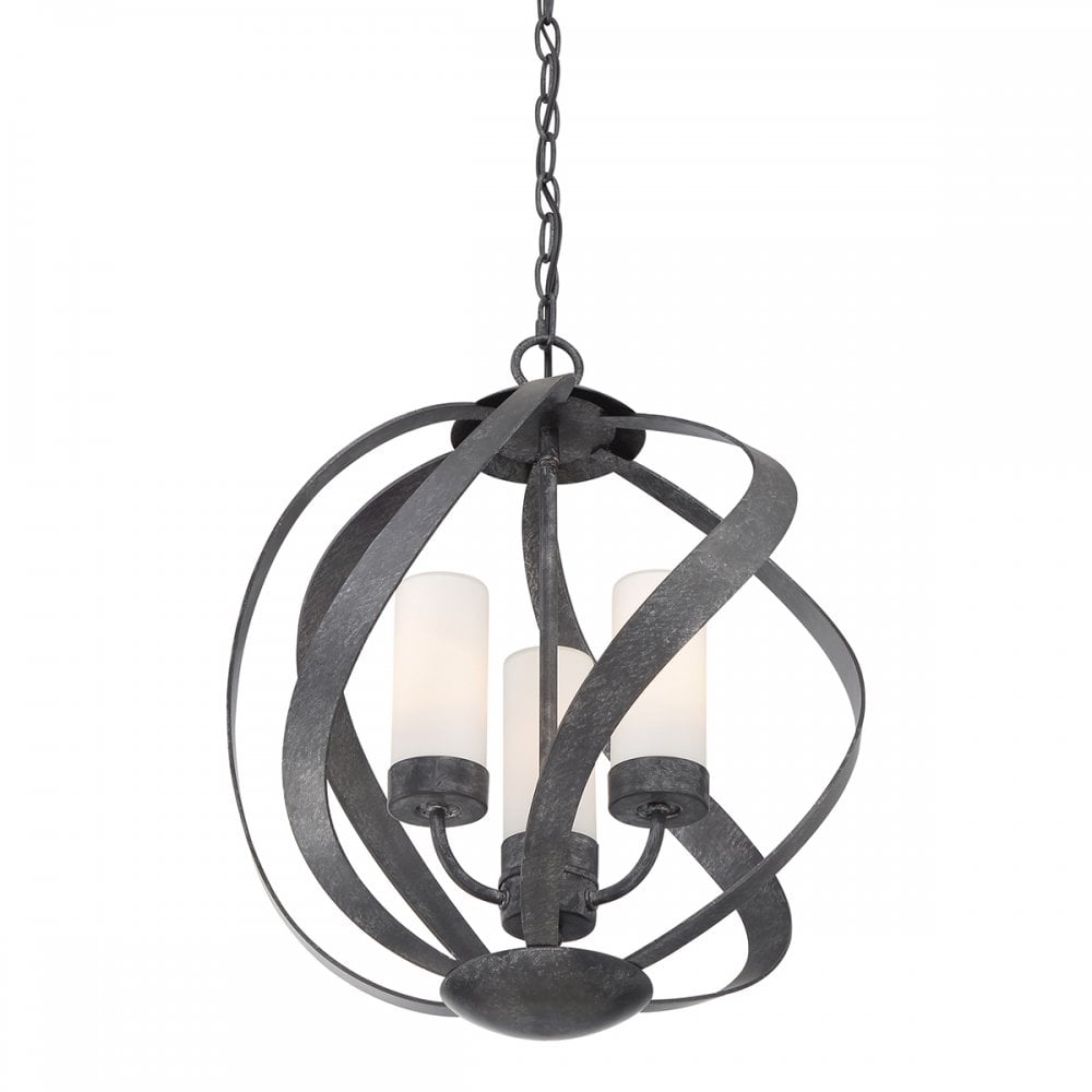 Quintiesse Blacksmith 3 Light Outdoor Chandelier - Old Black