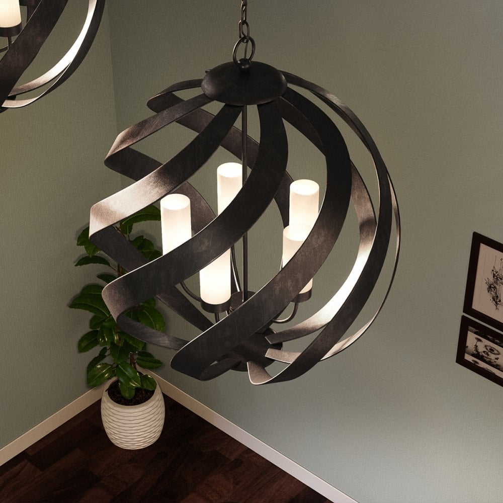 Quintiesse Blacksmith 5 Light Outdoor Chandelier - Old Black