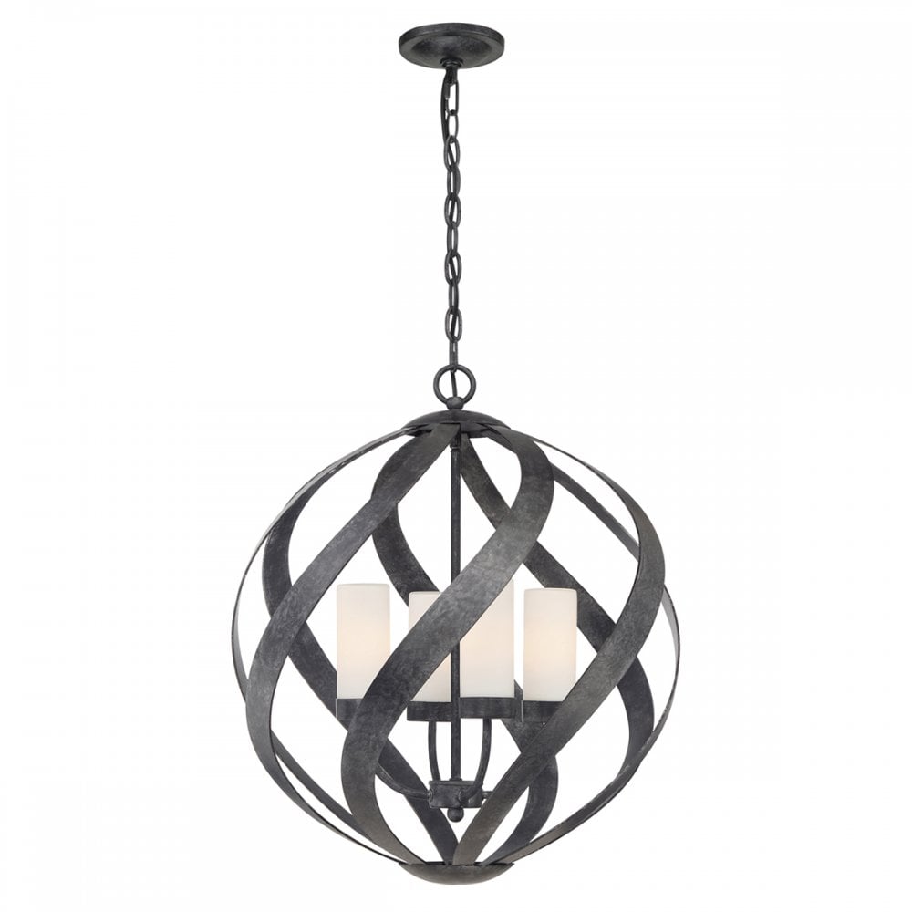 Quintiesse Blacksmith 4 Light Outdoor Chandelier - Old Black