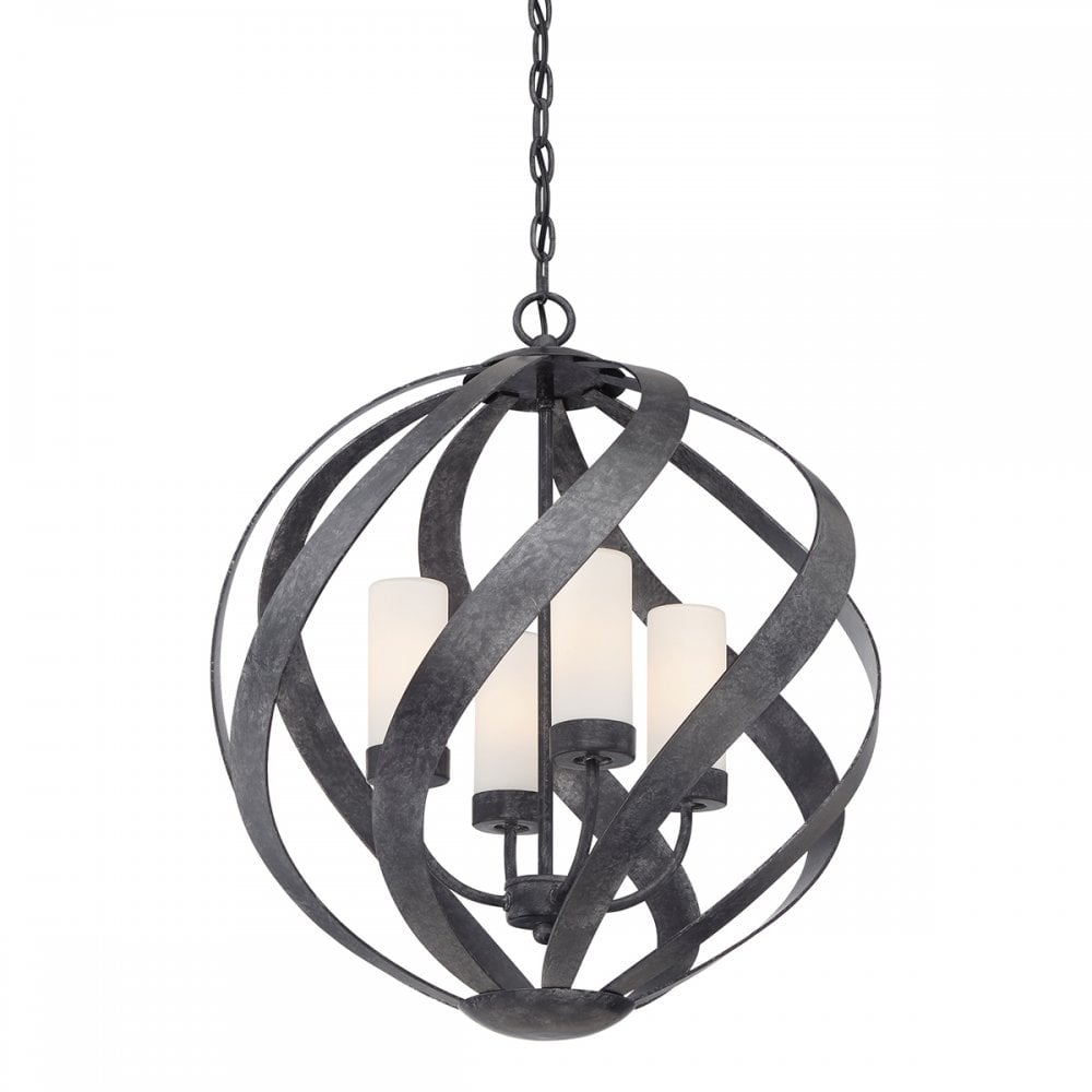 Quintiesse Blacksmith 4 Light Outdoor Chandelier - Old Black
