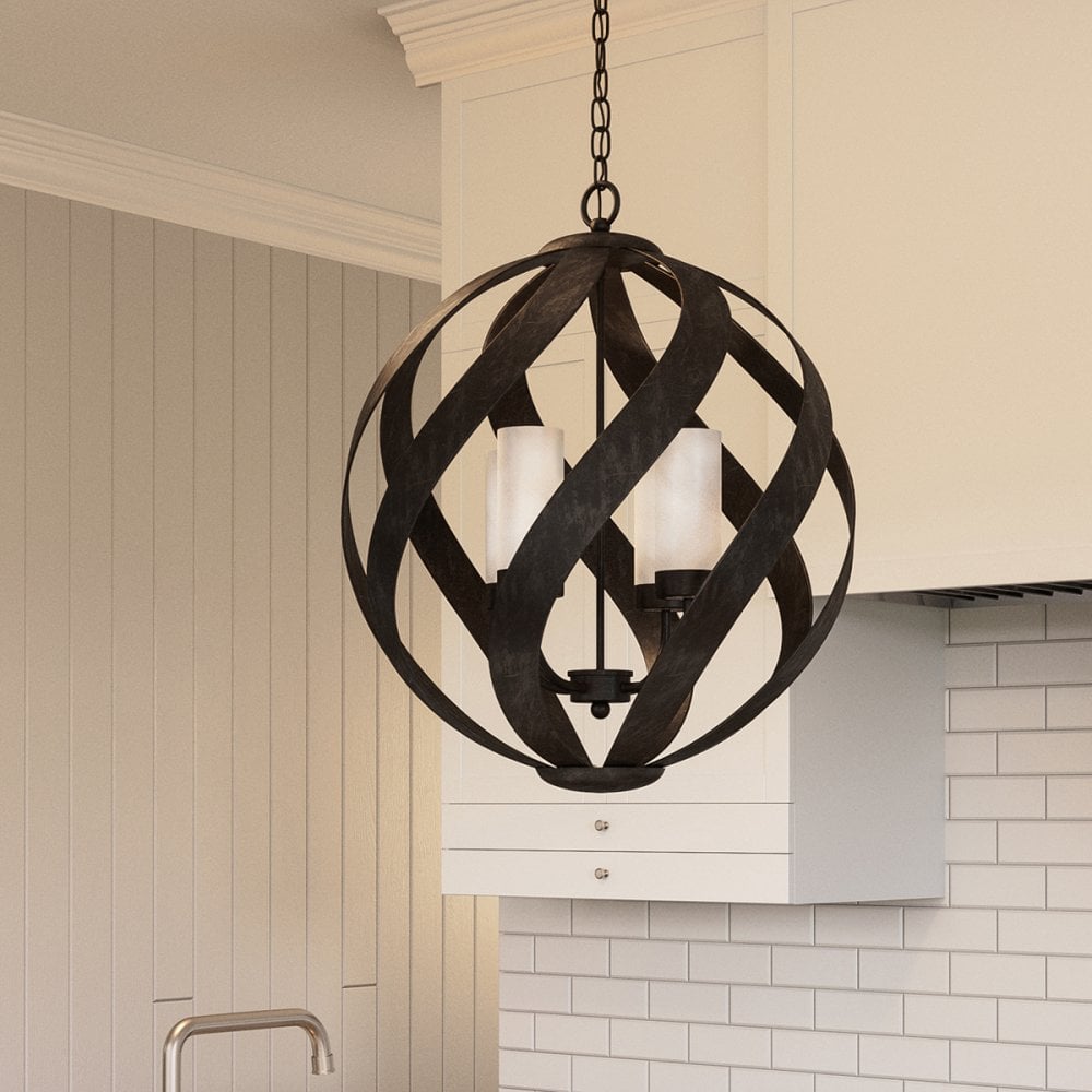 Quintiesse Blacksmith 4 Light Outdoor Chandelier - Old Black